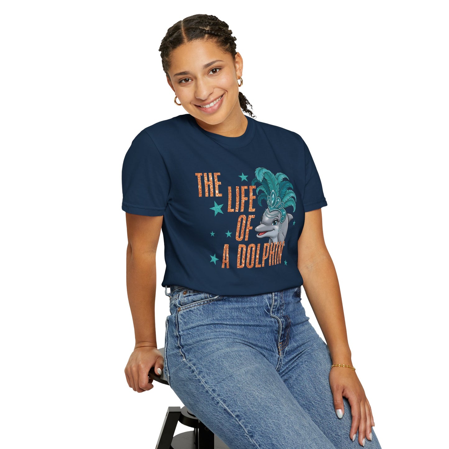 Adult Life of a Dolphin Faux Glitter - Comfort Colors