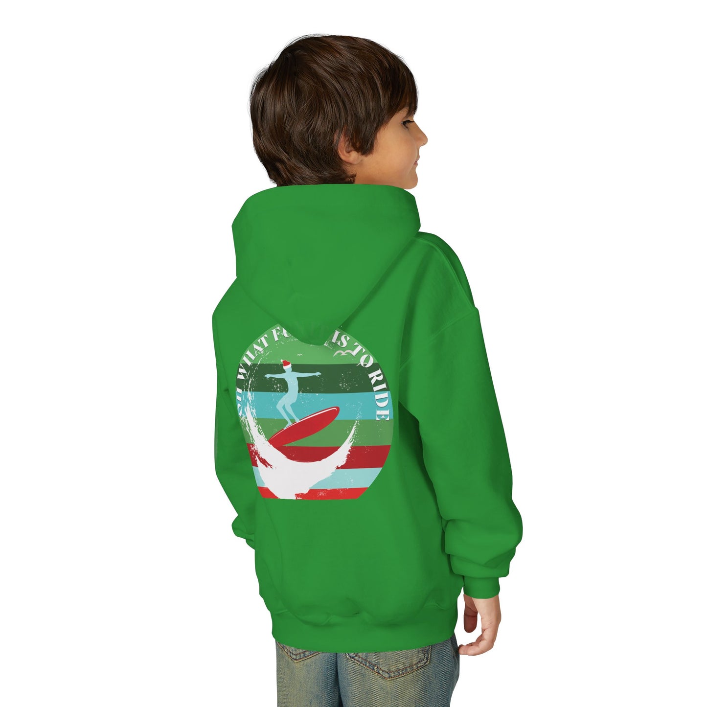 Youth Surfing Christmas Hoodie - Gildan