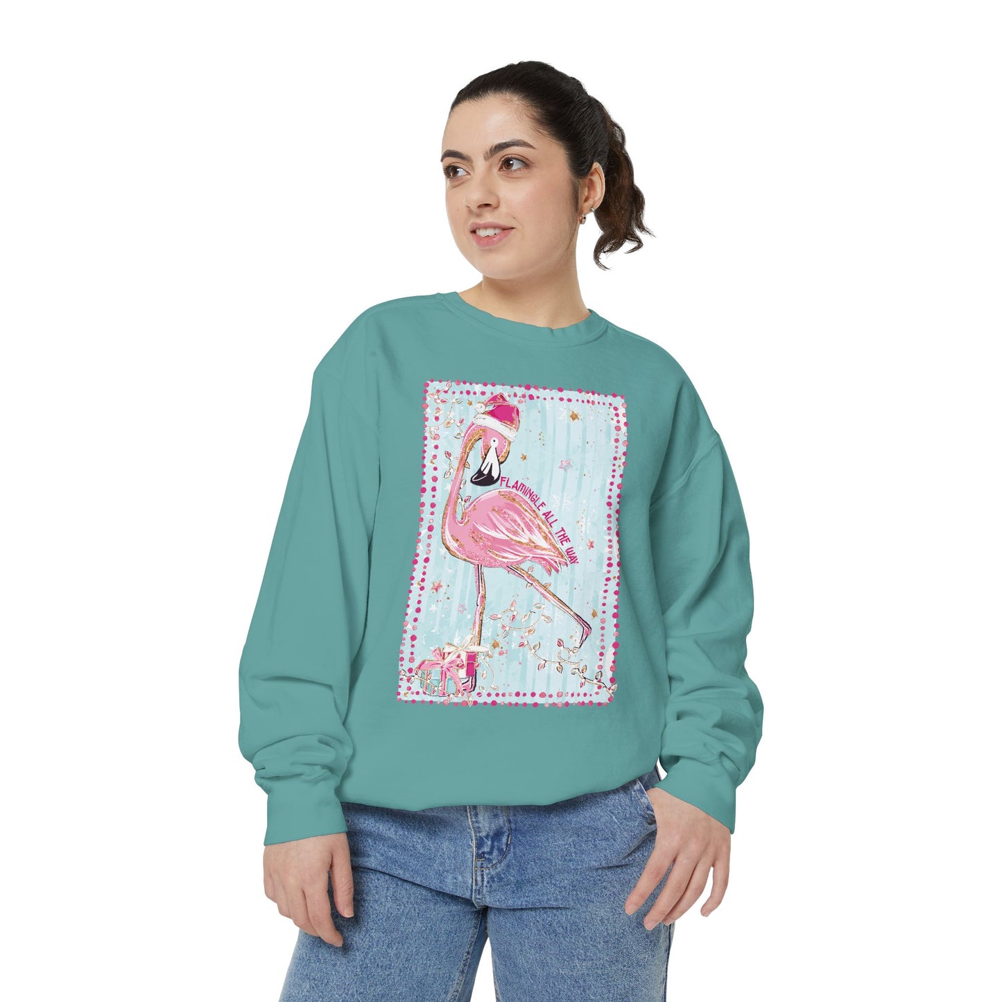 Flamingle All the Way Flamingo Sweatshirt - Comfort Colors