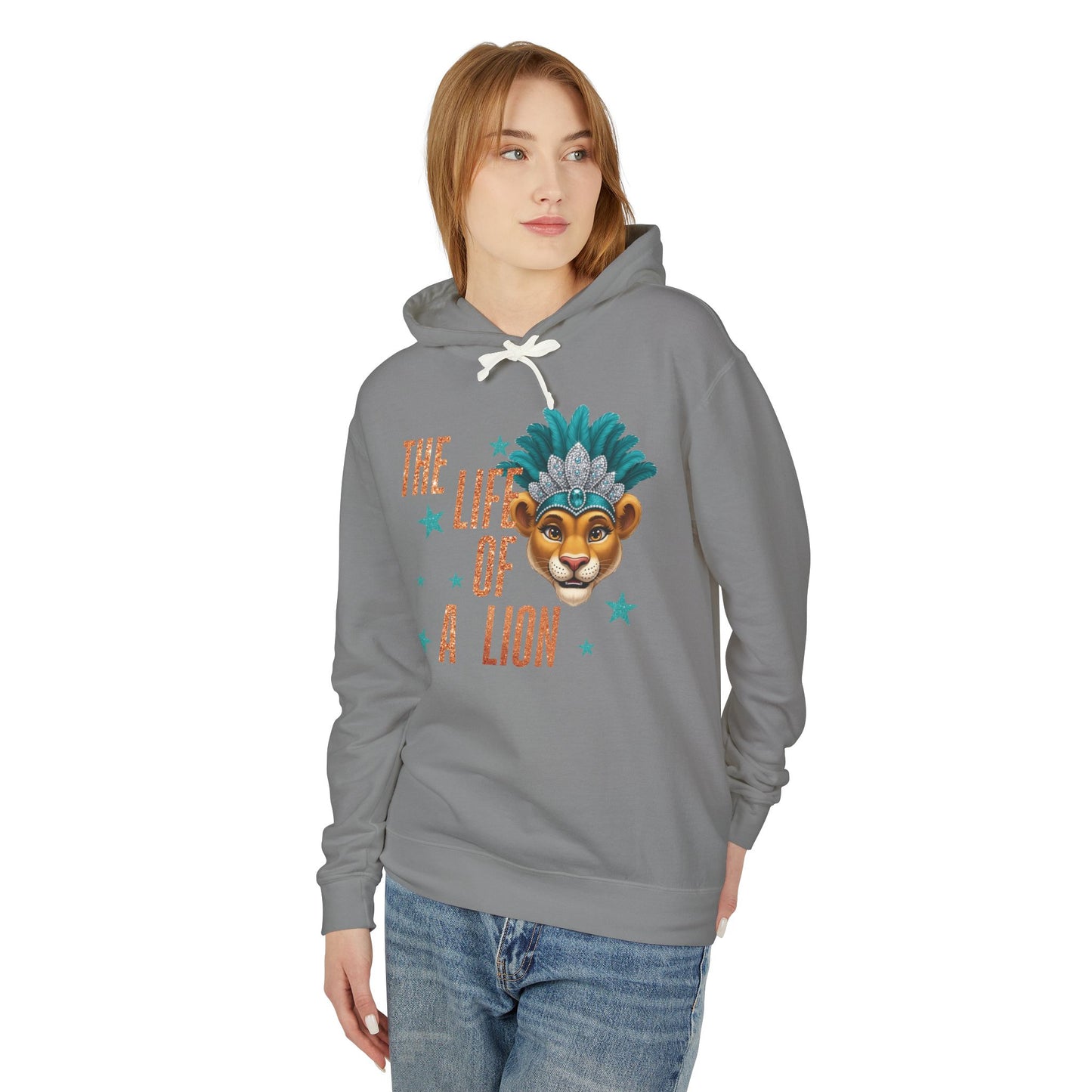 Adult Life of a Lion Faux Glitter Hoodie - Comfort Colors