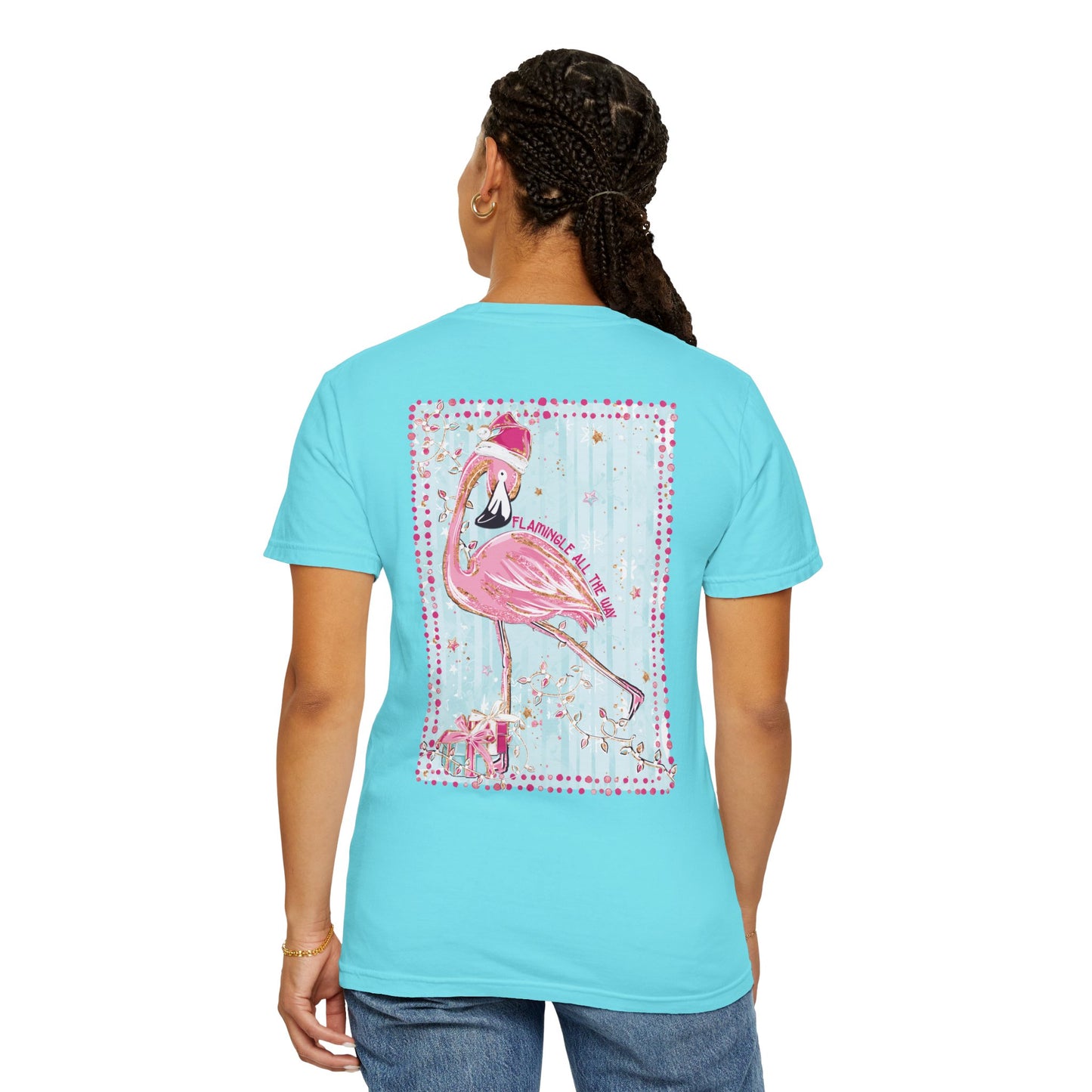 Flamingo Flamingle All the Way Christmas Tee - Comfort Colors