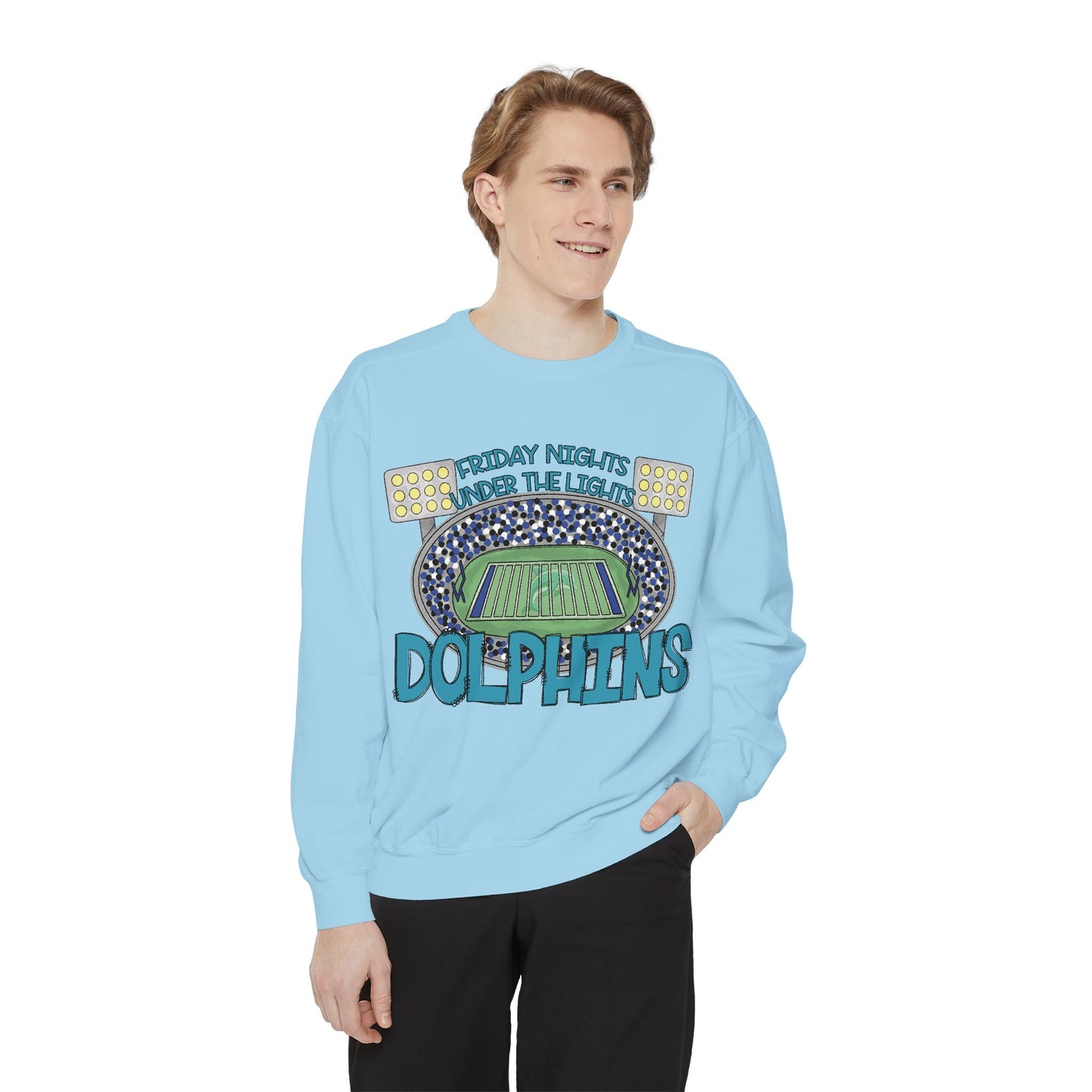 Adult Friday Night Lights Dolphins Sweatshirt - Comfort Colors