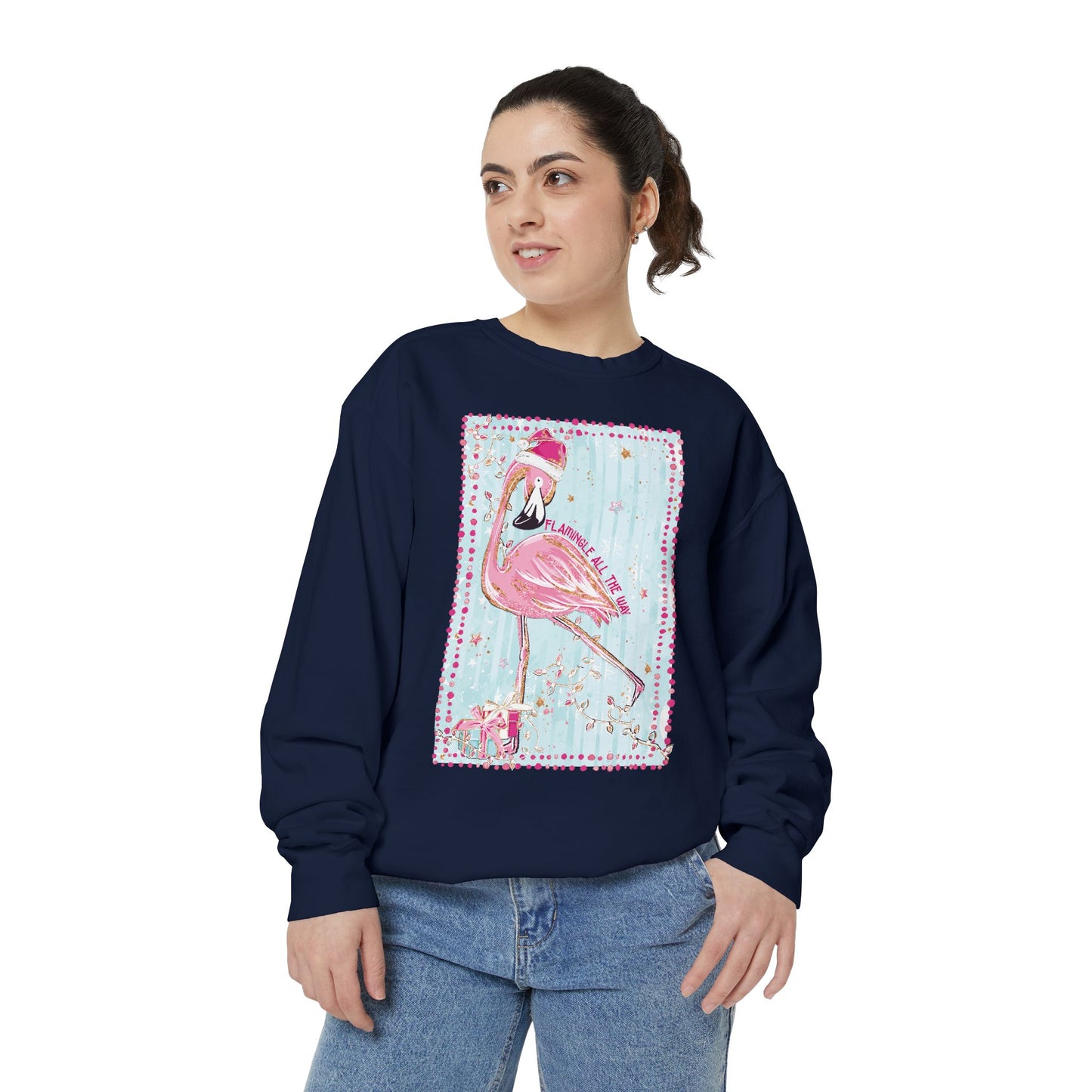 Flamingle All the Way Flamingo Sweatshirt - Comfort Colors