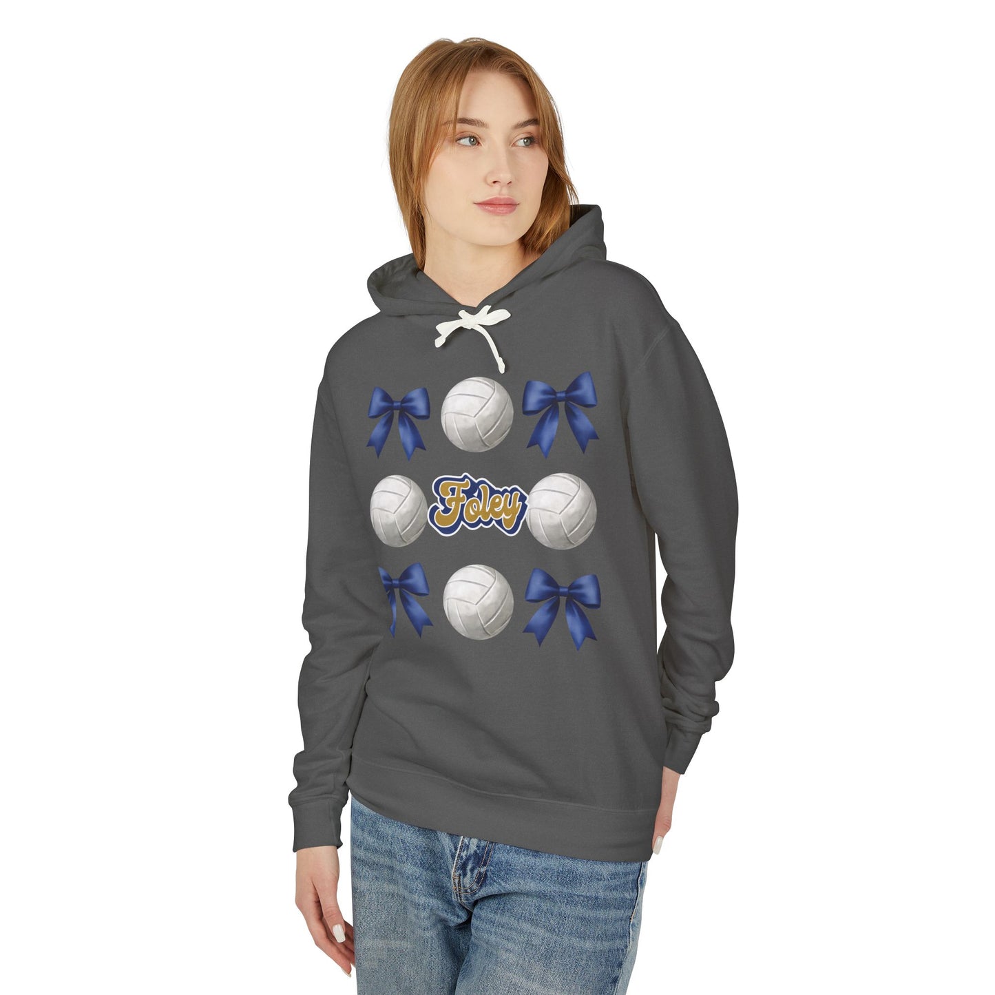 Foley Lions Coquette Bows & Volleyball Hooded Sweatshirt - Comfort Colors