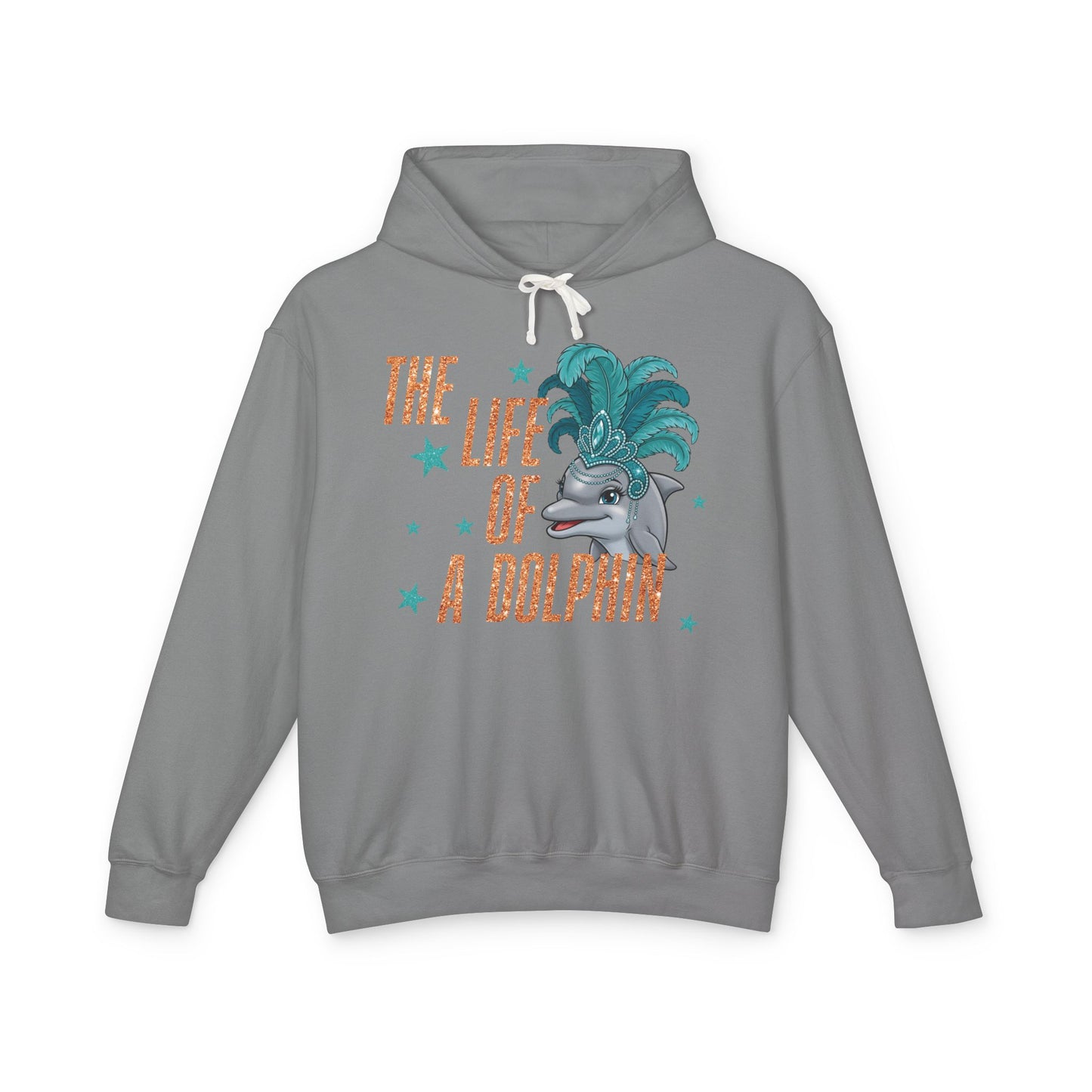 Adult Life of a Dolphin Faux Glitter Hoodie - Comfort Colors