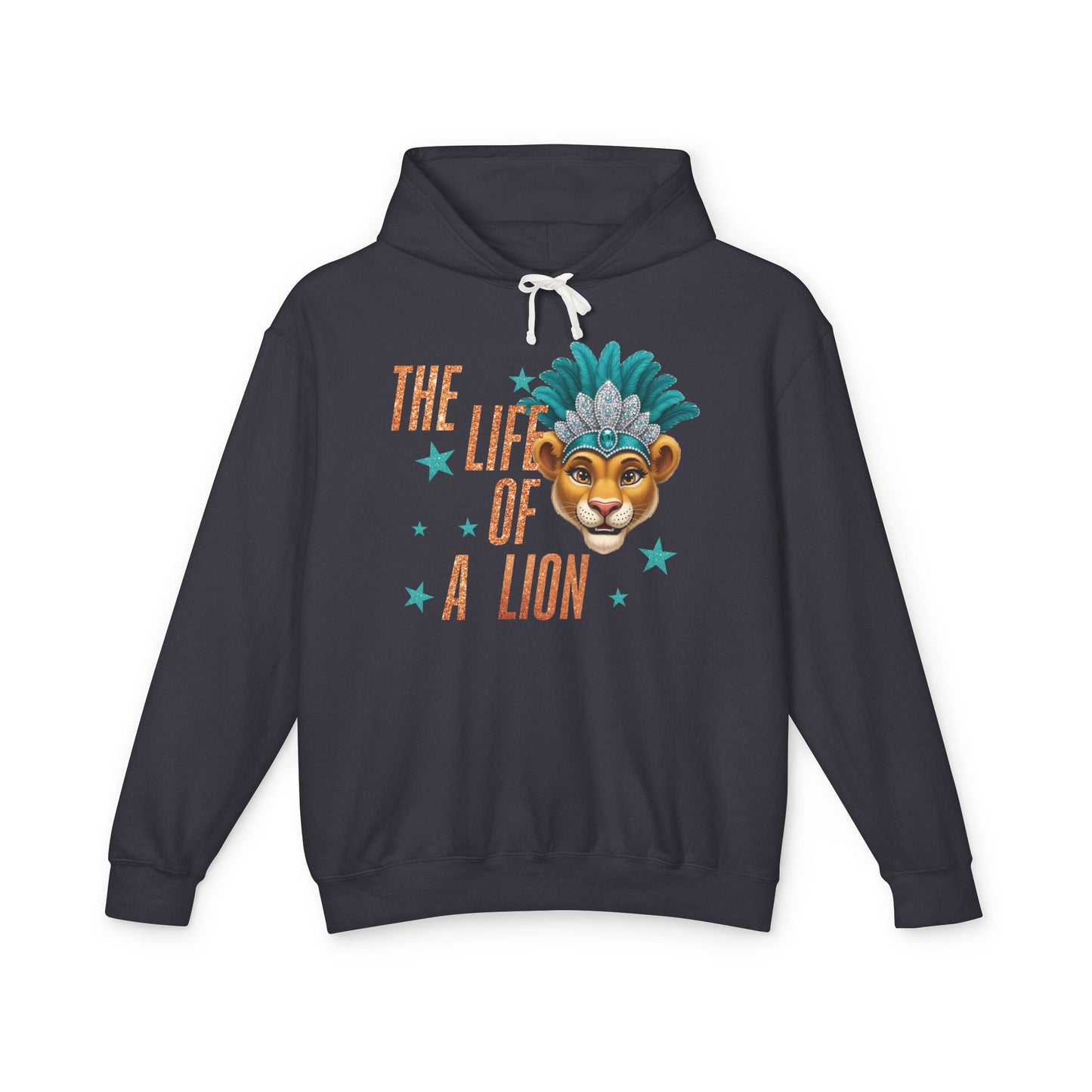Adult Life of a Lion Faux Glitter Hoodie - Comfort Colors