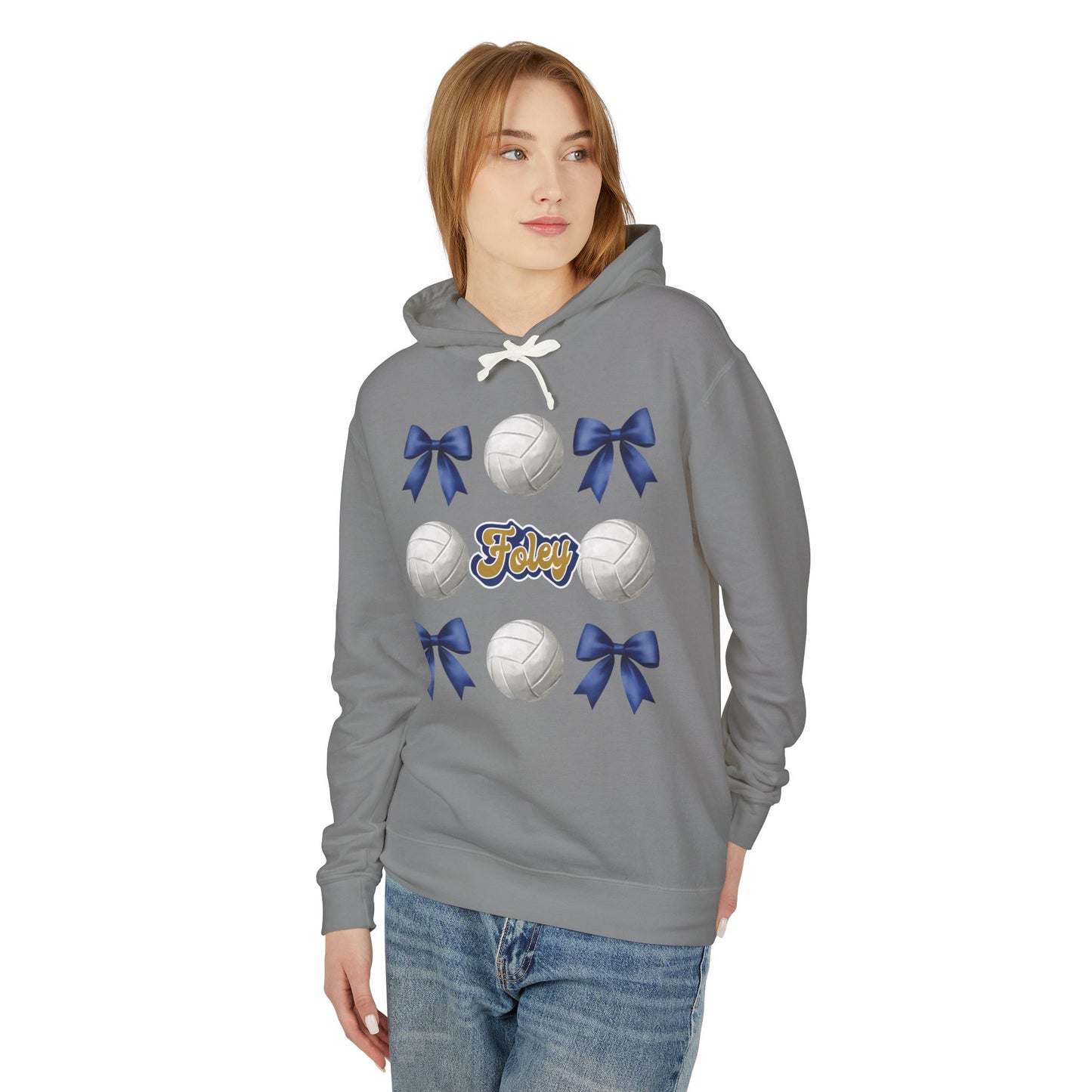 Foley Lions Coquette Bows & Volleyball Hooded Sweatshirt - Comfort Colors