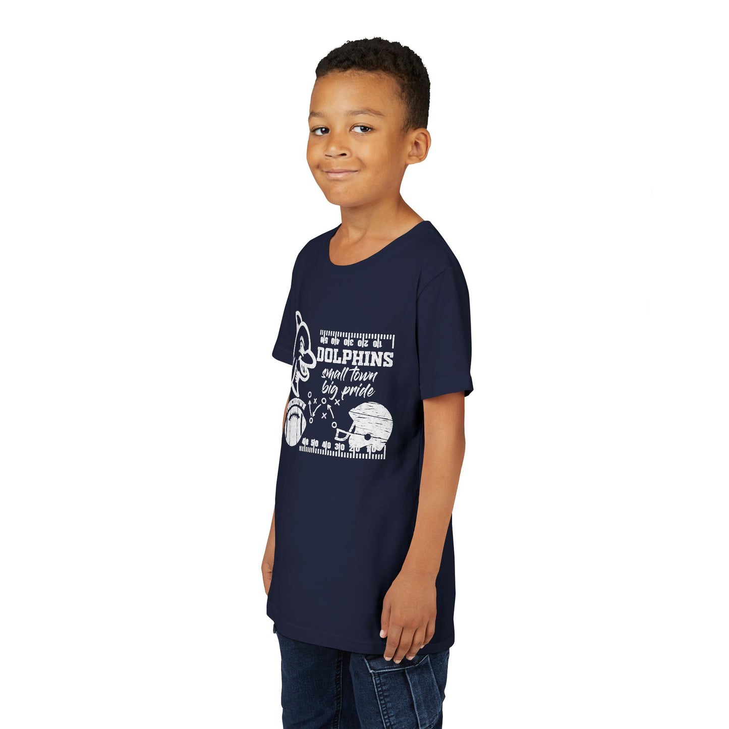 Youth Dolphin Football Tee - Bella Canvas