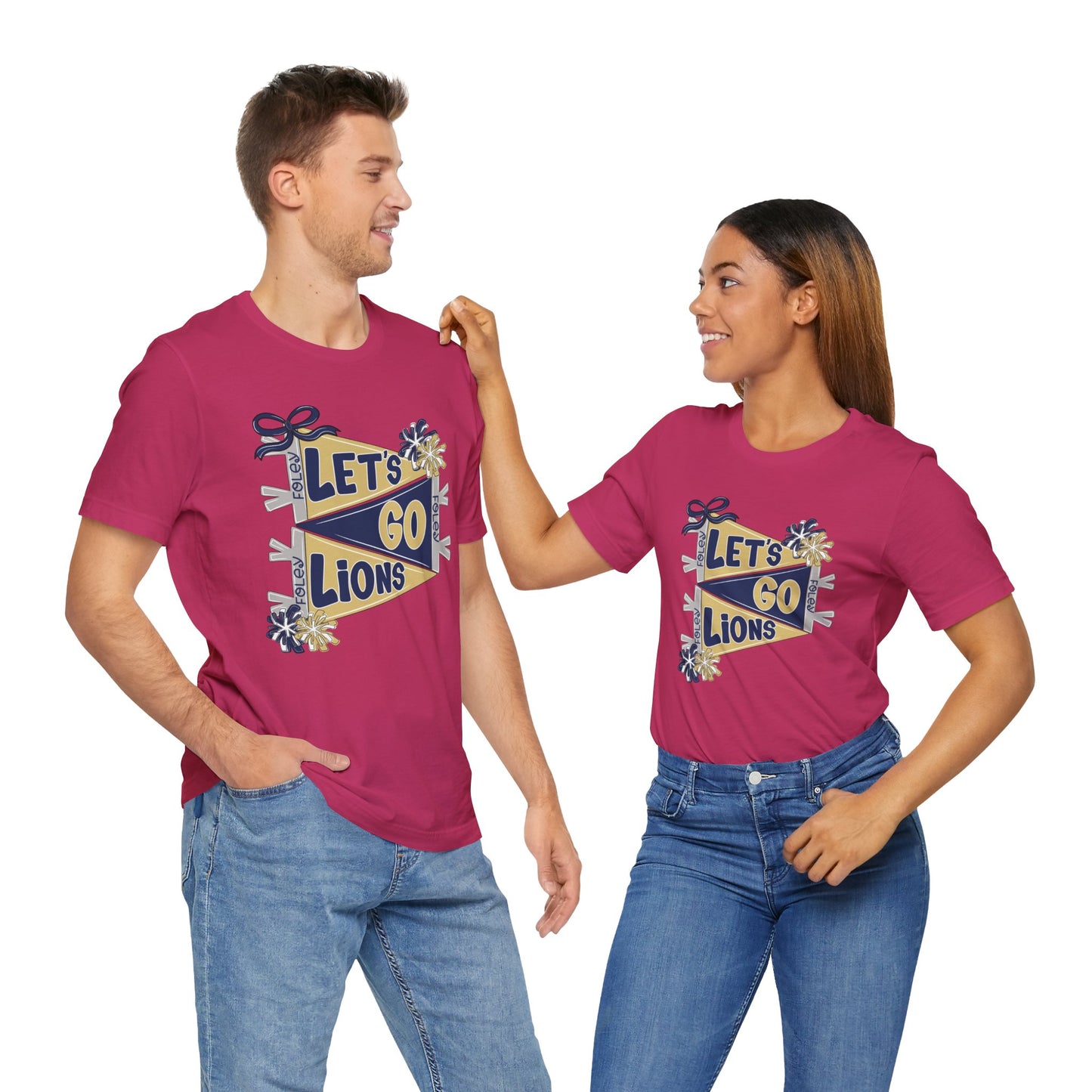 Let's Go Lions Pennant Tee - Bella Canvas