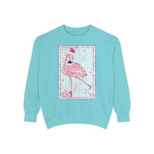 Flamingle All the Way Flamingo Sweatshirt - Comfort Colors