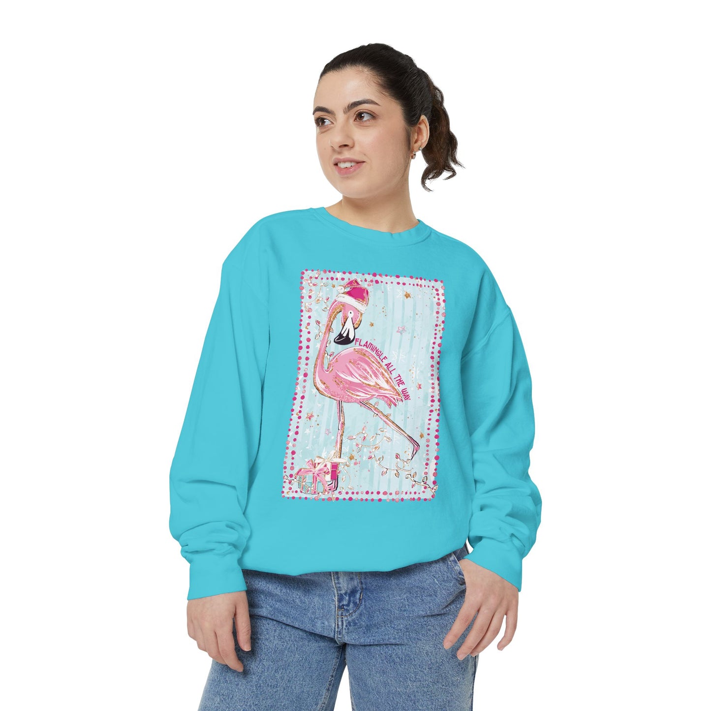 Flamingle All the Way Flamingo Sweatshirt - Comfort Colors