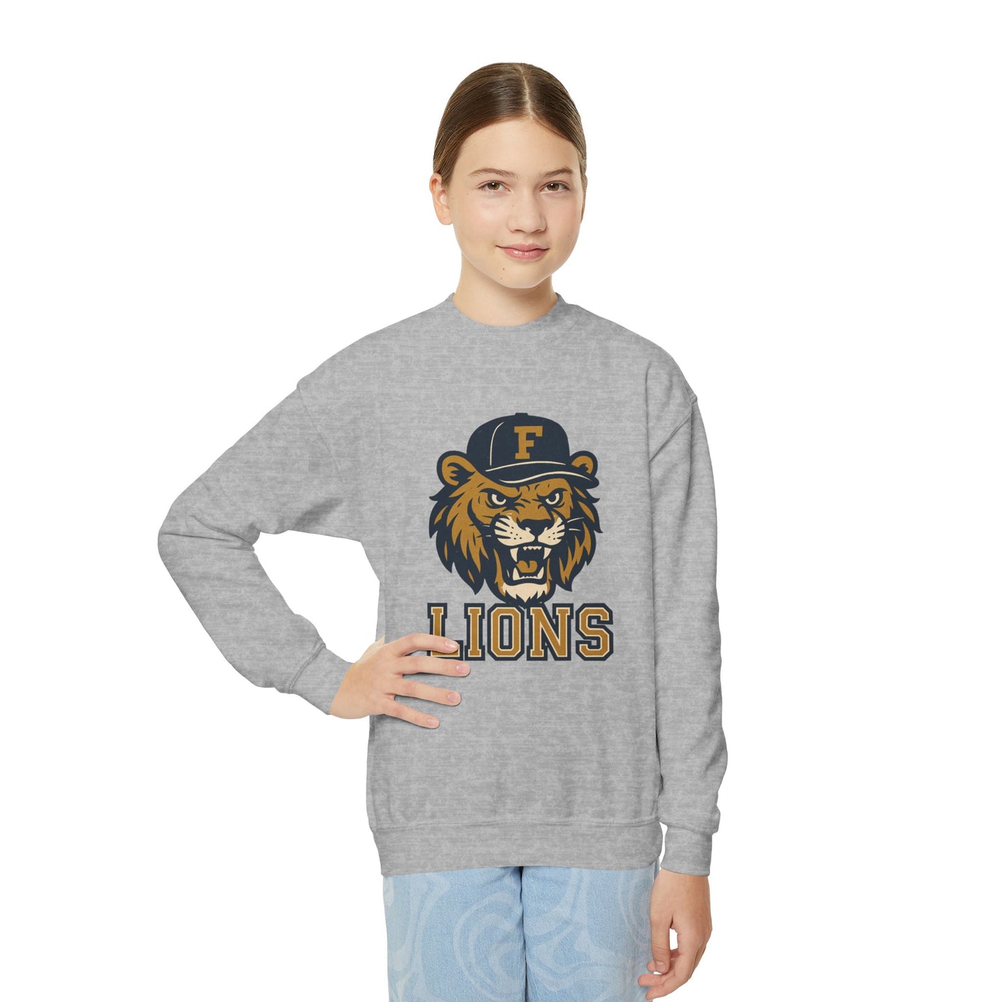 Youth Retro Roaring Lions Crewneck Sweatshirt - Gildan