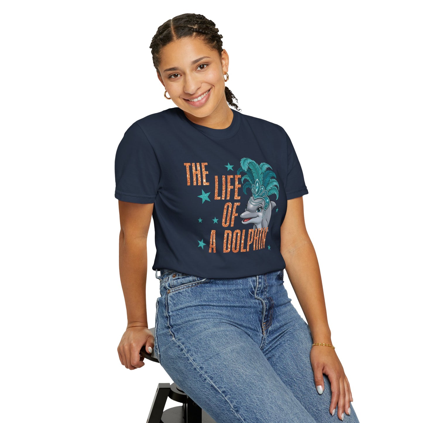 Adult Life of a Dolphin Faux Glitter - Comfort Colors