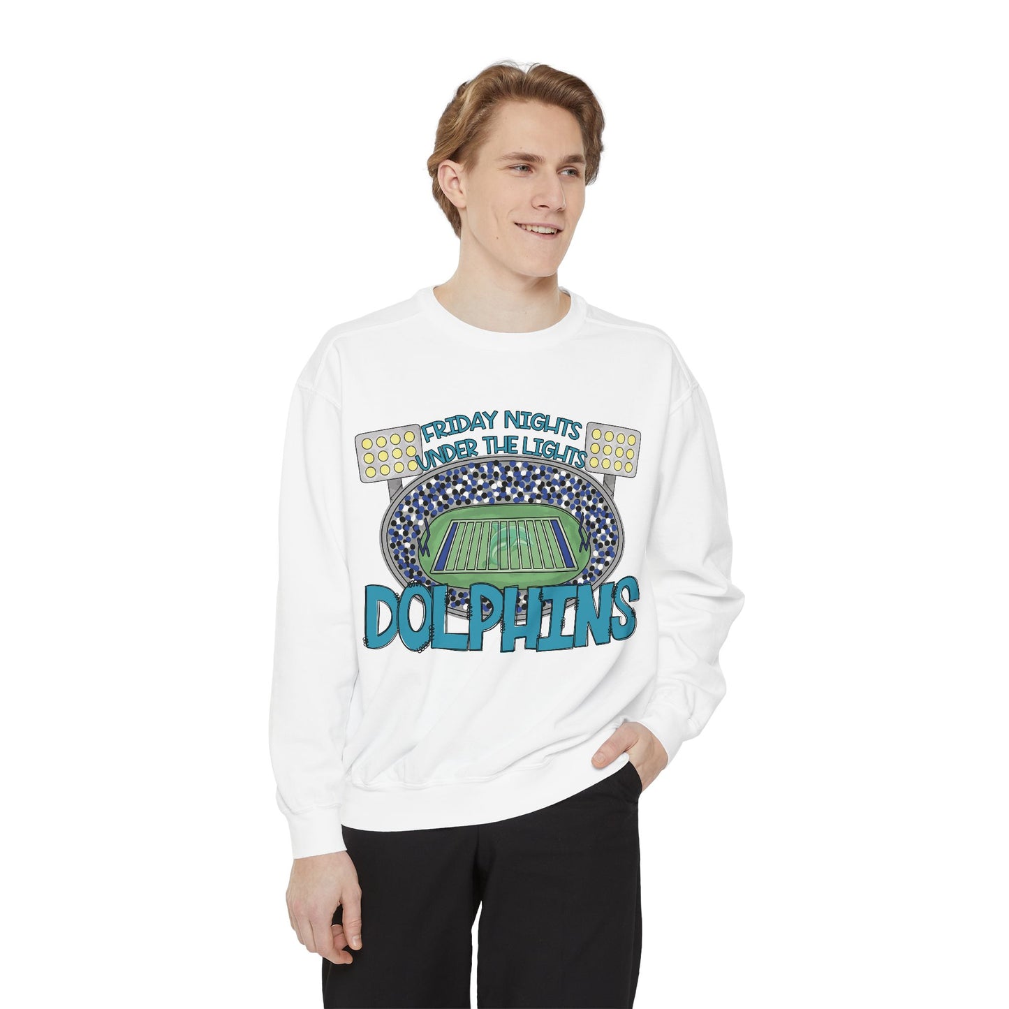Adult Friday Night Lights Dolphins Sweatshirt - Comfort Colors