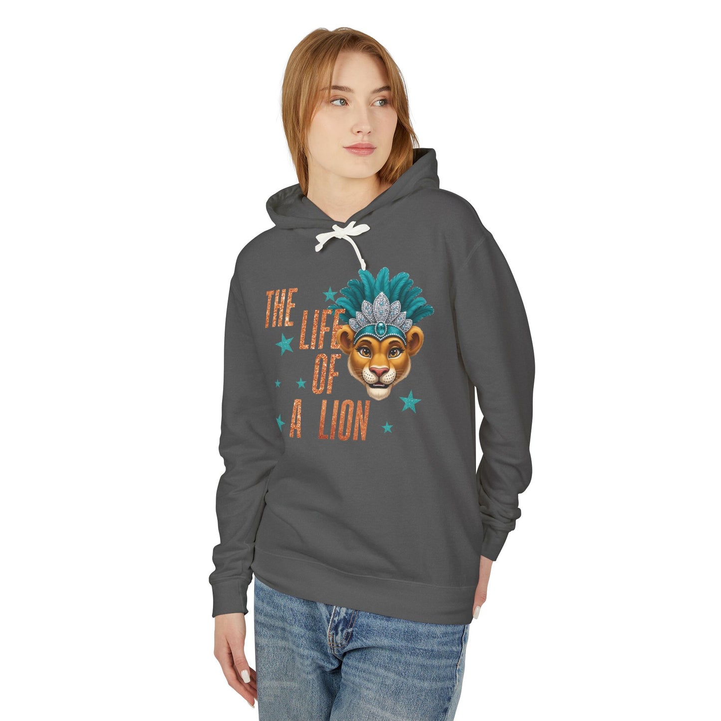 Adult Life of a Lion Faux Glitter Hoodie - Comfort Colors