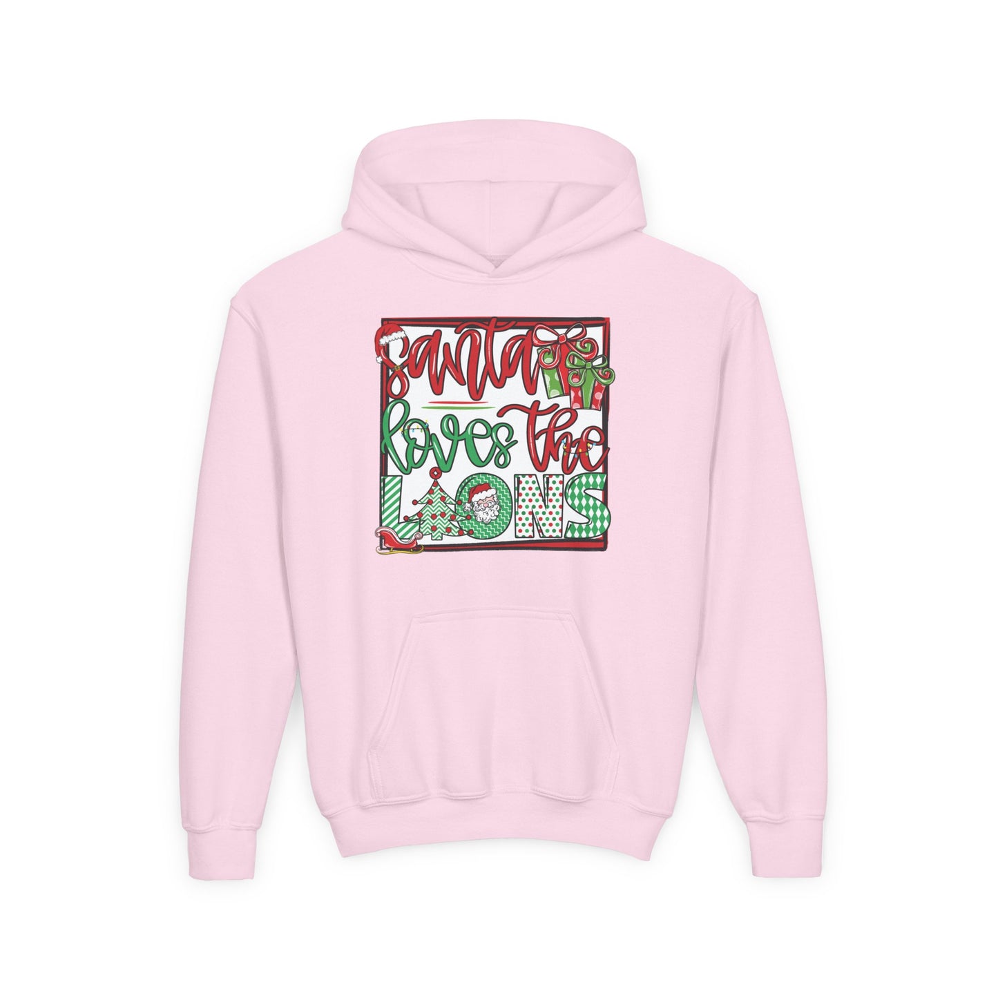 Santa Loves the Lions Hoodie - Gildan