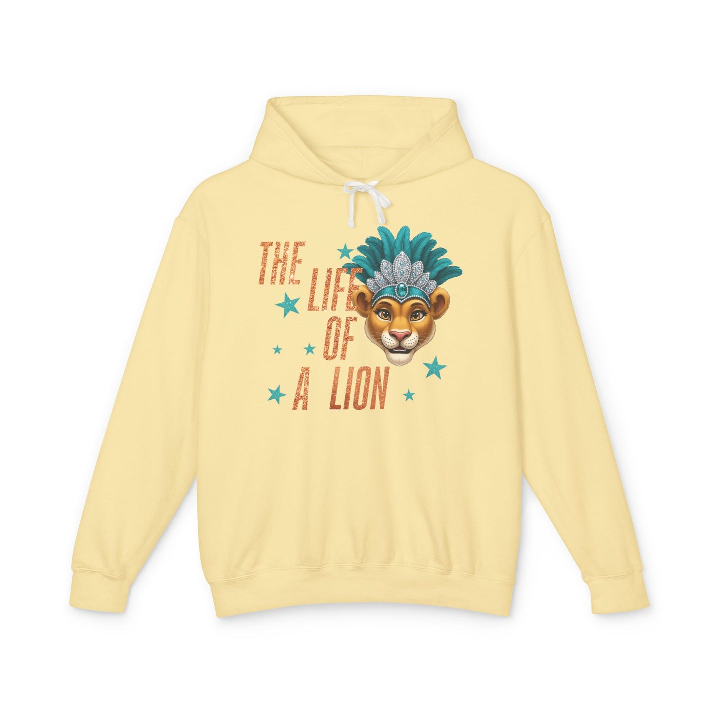 Adult Life of a Lion Faux Glitter Hoodie - Comfort Colors