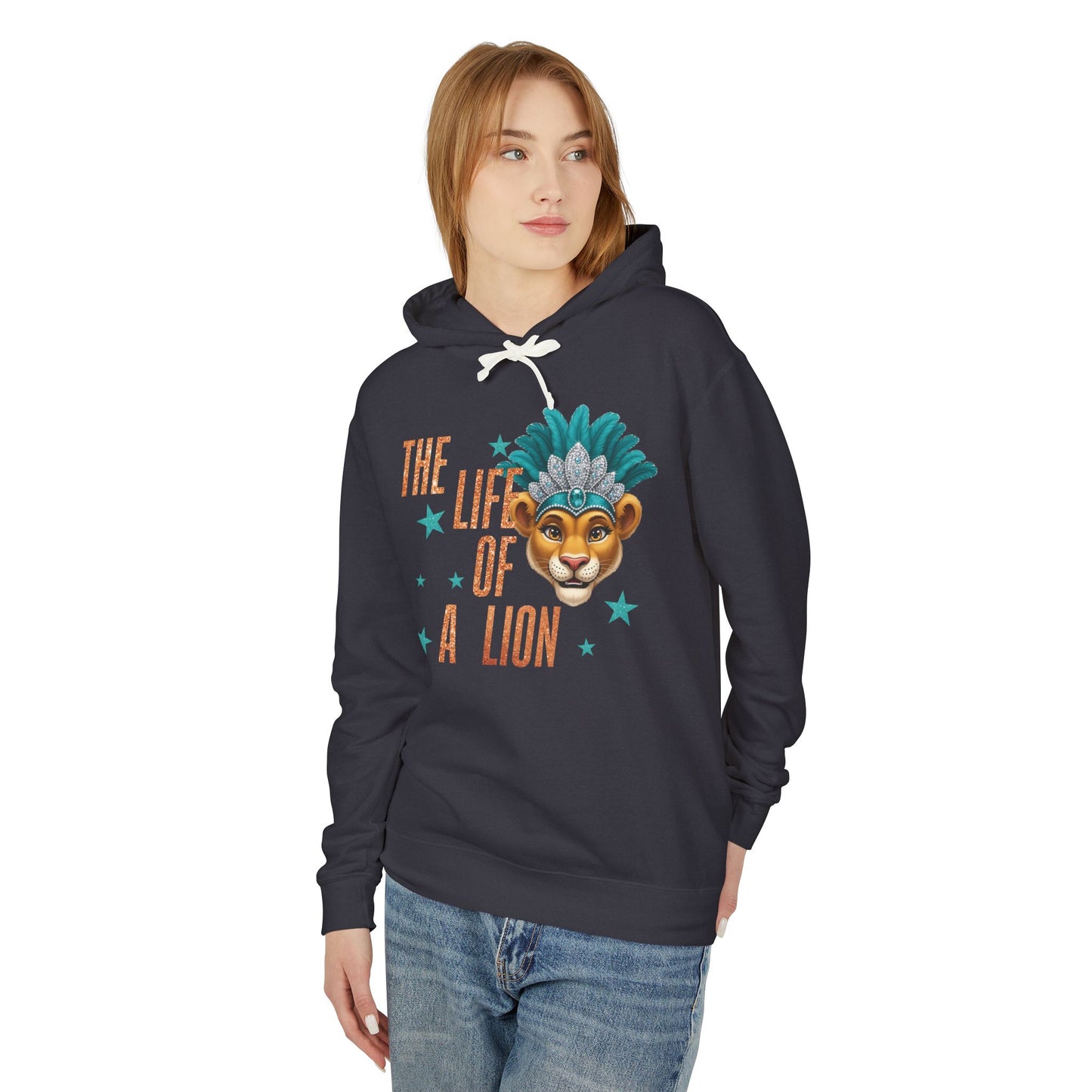 Adult Life of a Lion Faux Glitter Hoodie - Comfort Colors