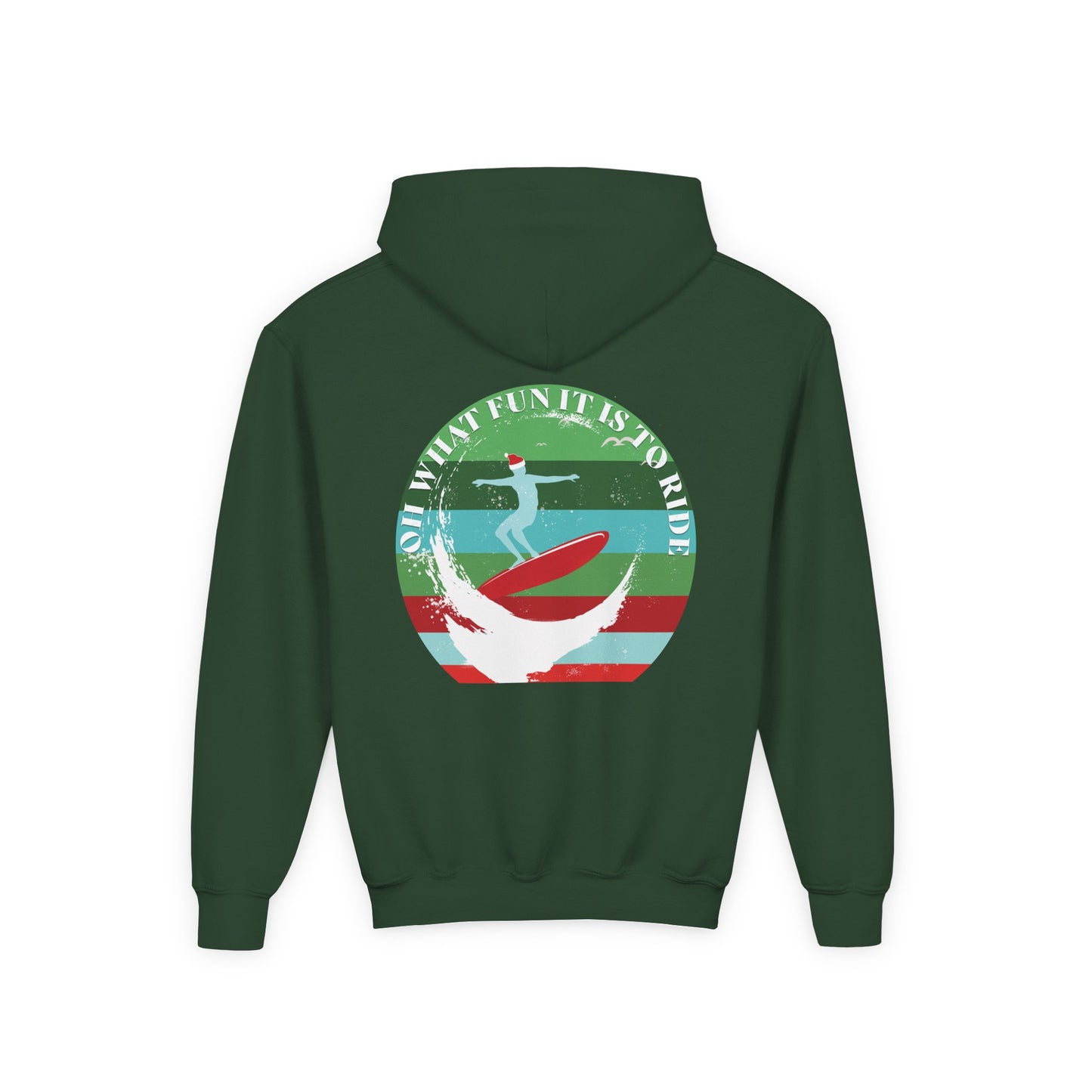 Youth Surfing Christmas Hoodie - Gildan