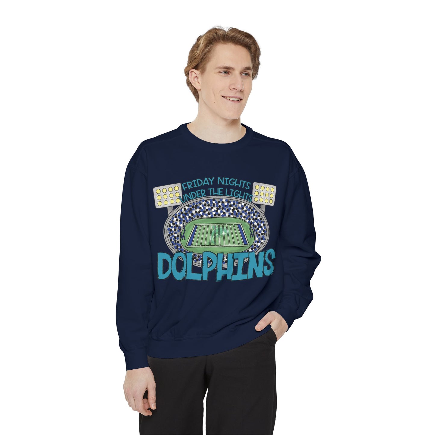 Adult Friday Night Lights Dolphins Sweatshirt - Comfort Colors