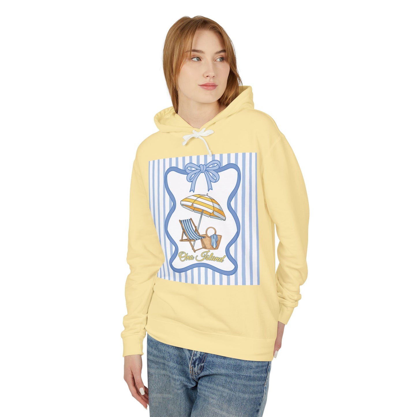 Adult Coquette Beachy Ono Island Unisex Lightweight Hooded Sweatshirt - Comfort Colors
