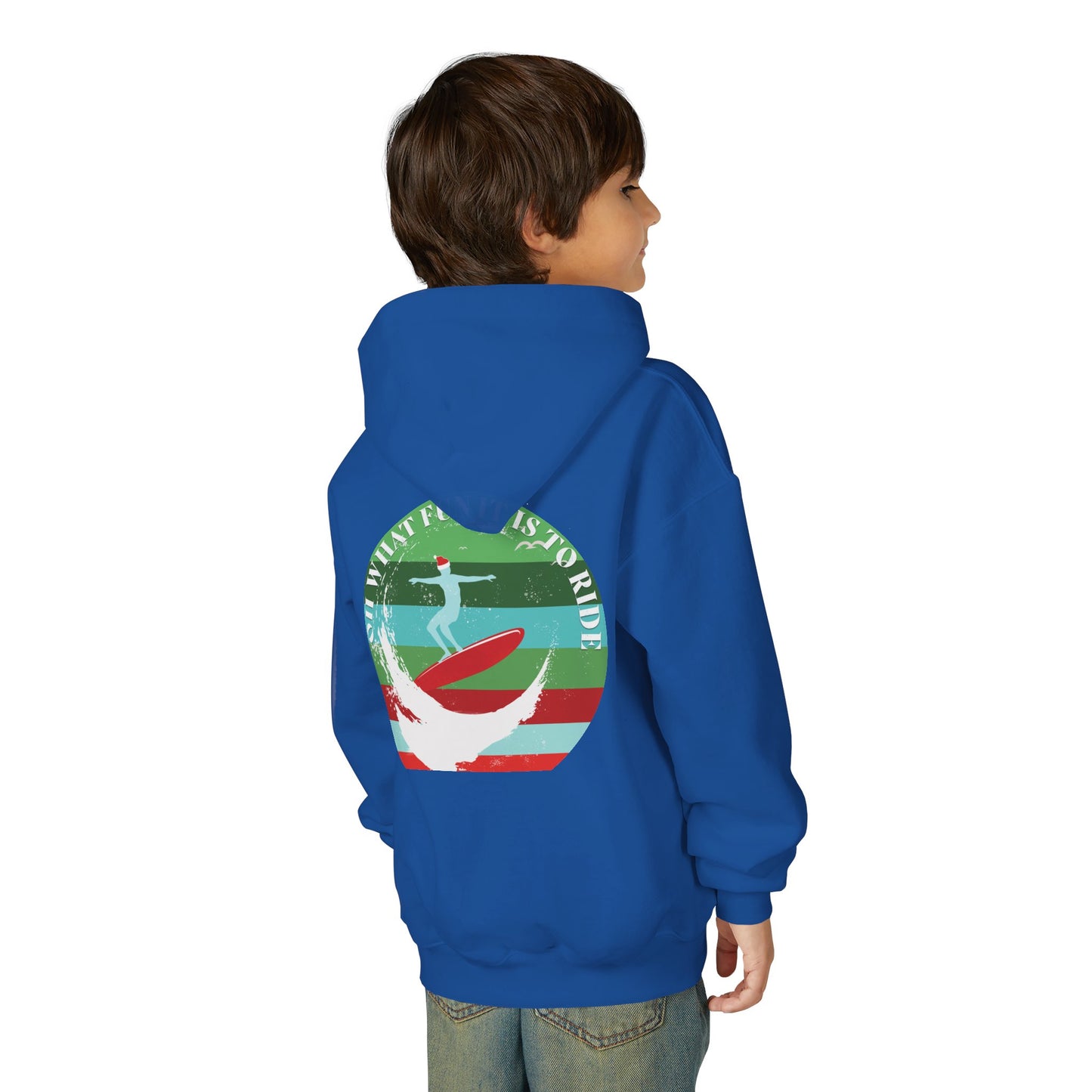 Youth Surfing Christmas Hoodie - Gildan