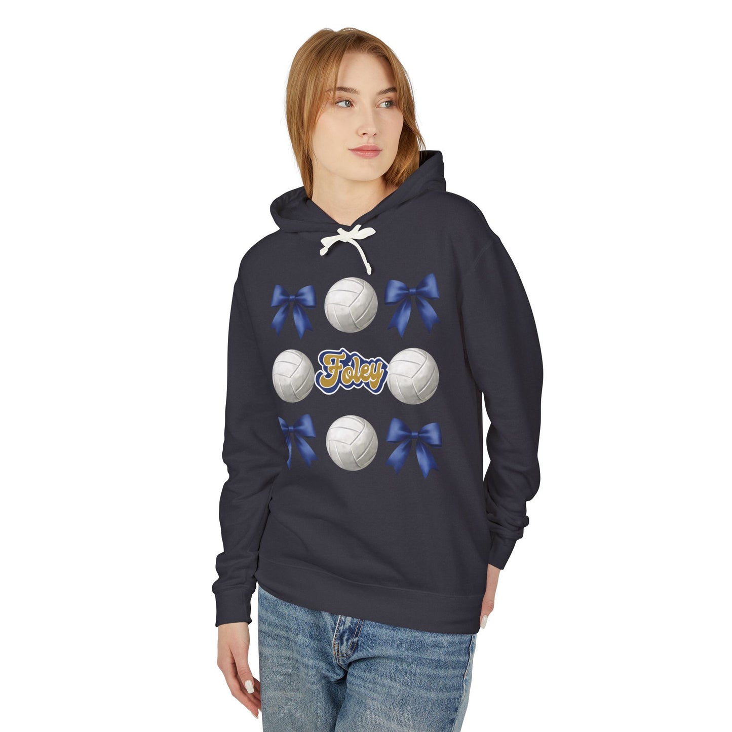Foley Lions Coquette Bows & Volleyball Hooded Sweatshirt - Comfort Colors