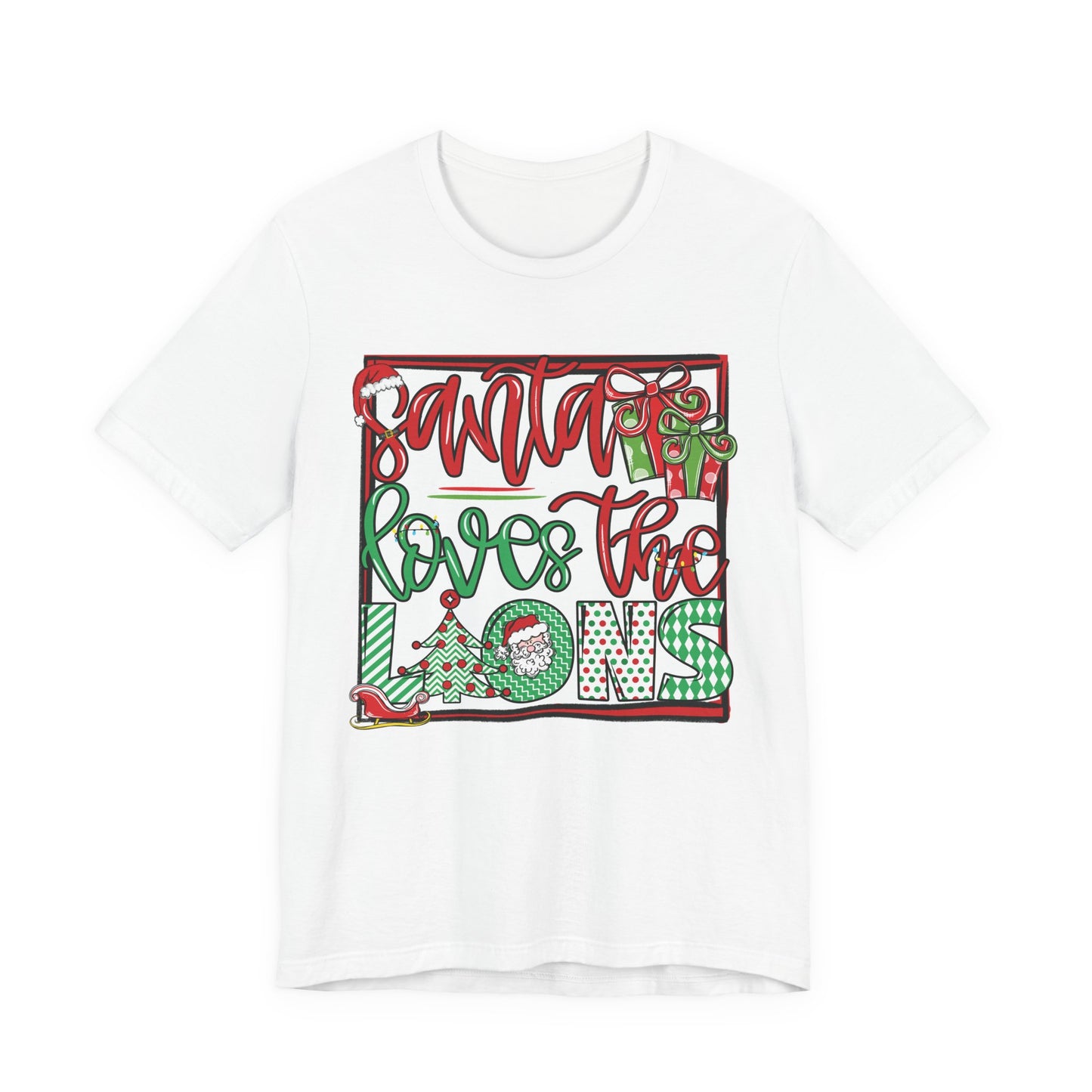 Santa Loves the Lions Tee - Bella Canvas