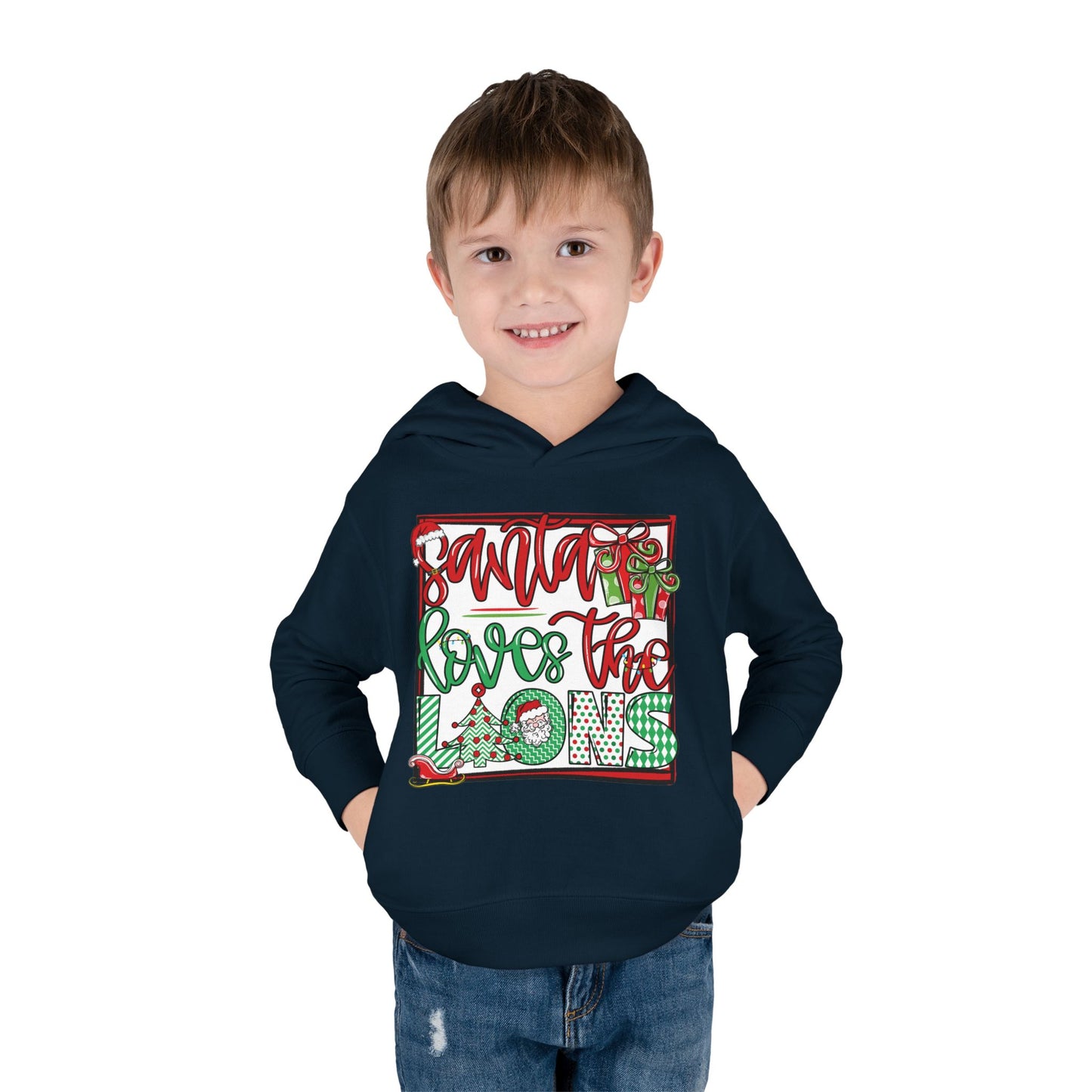 Santa Loves The Lions Toddler Hoodie
