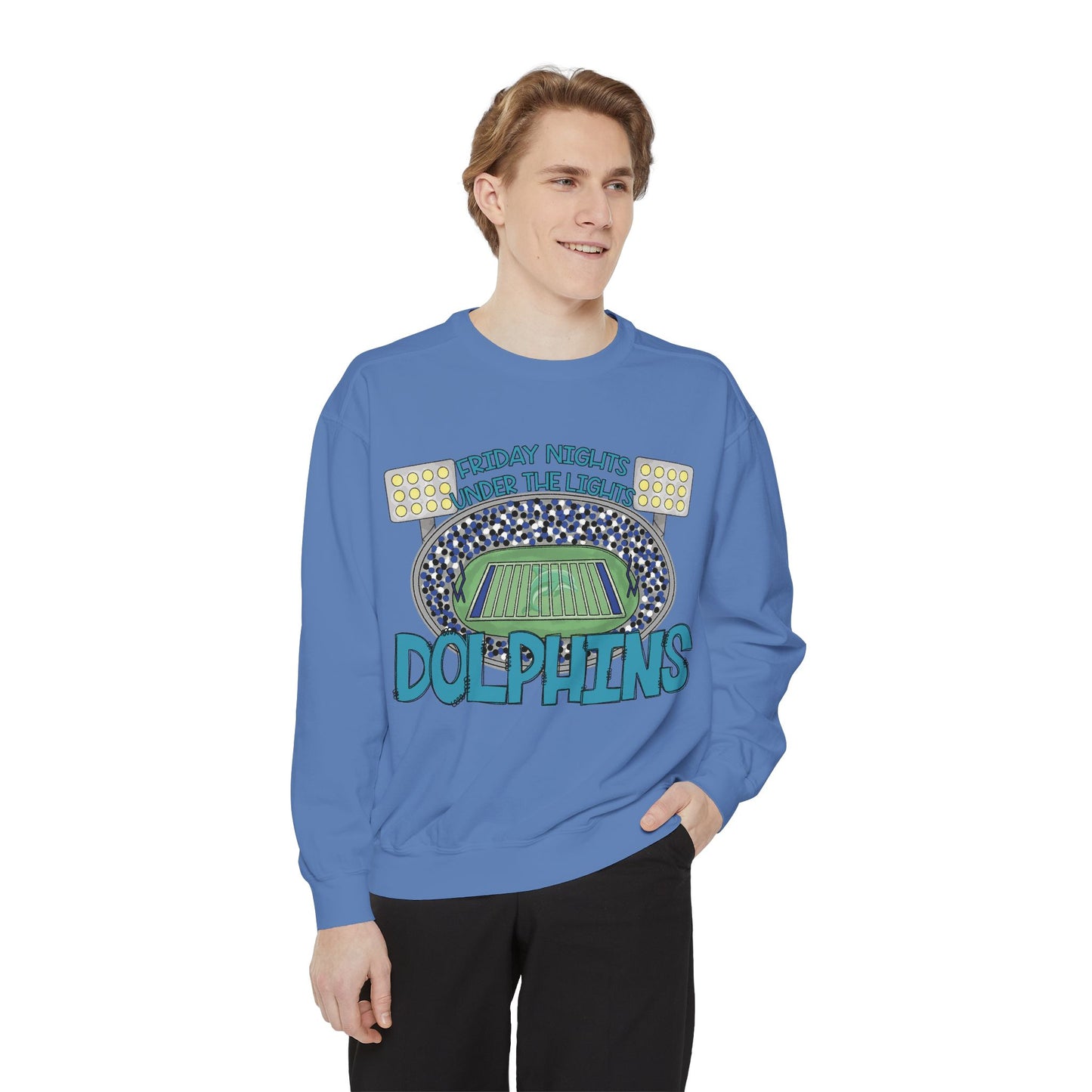 Adult Friday Night Lights Dolphins Sweatshirt - Comfort Colors