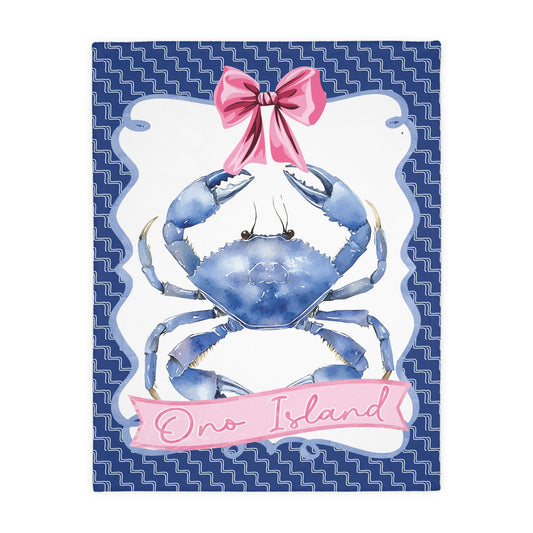 Ono Island Preppy Crab Plush 2 Sided Blanket
