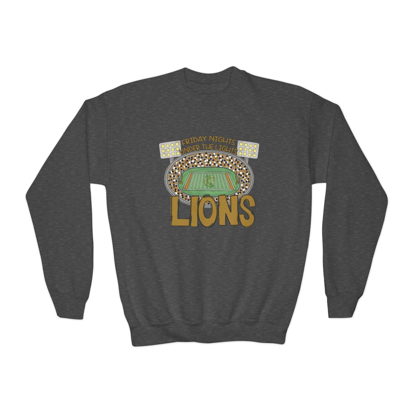 Youth Lions Friday Nights Lights Crewneck Sweatshirt - Gildan