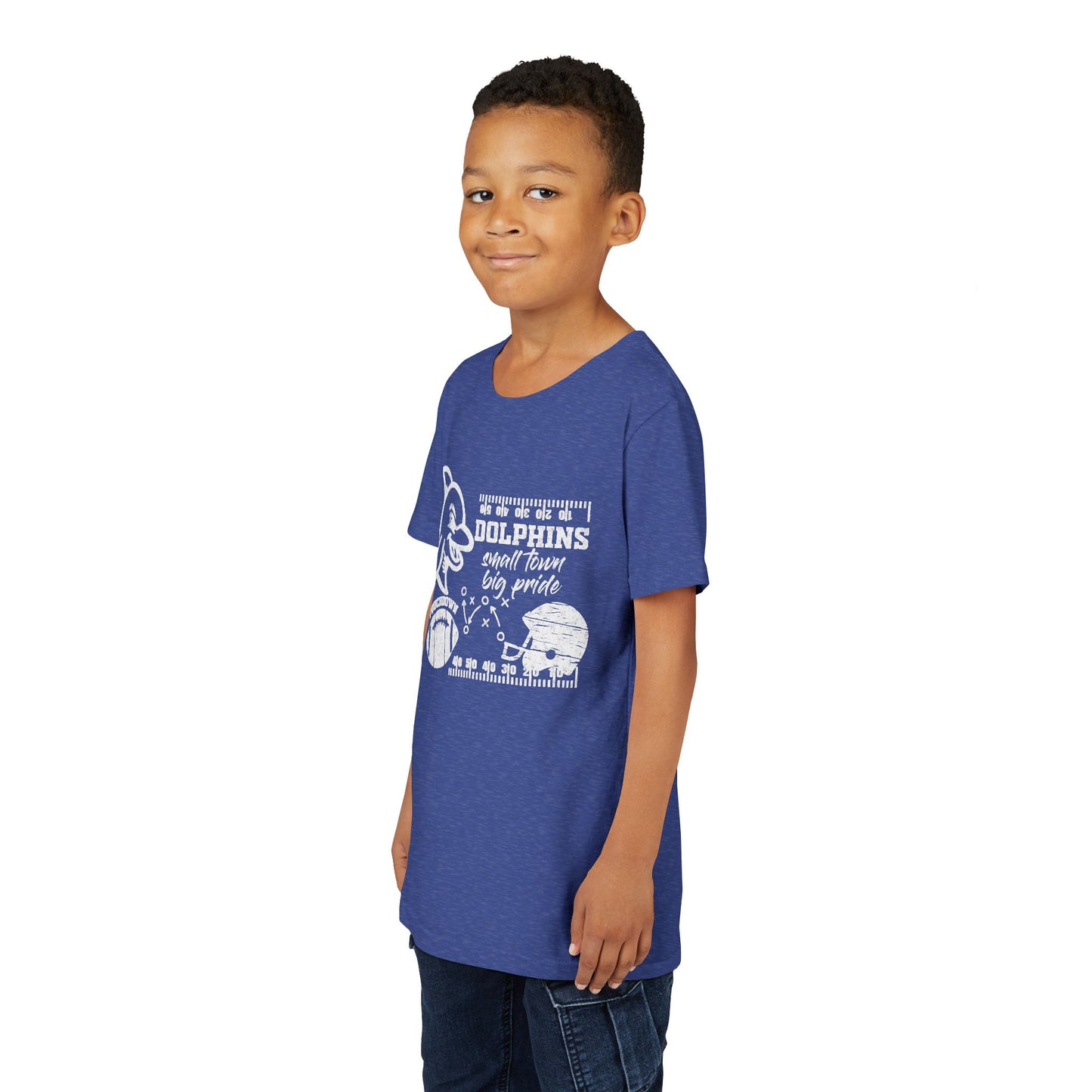 Youth Dolphin Football Tee - Bella Canvas