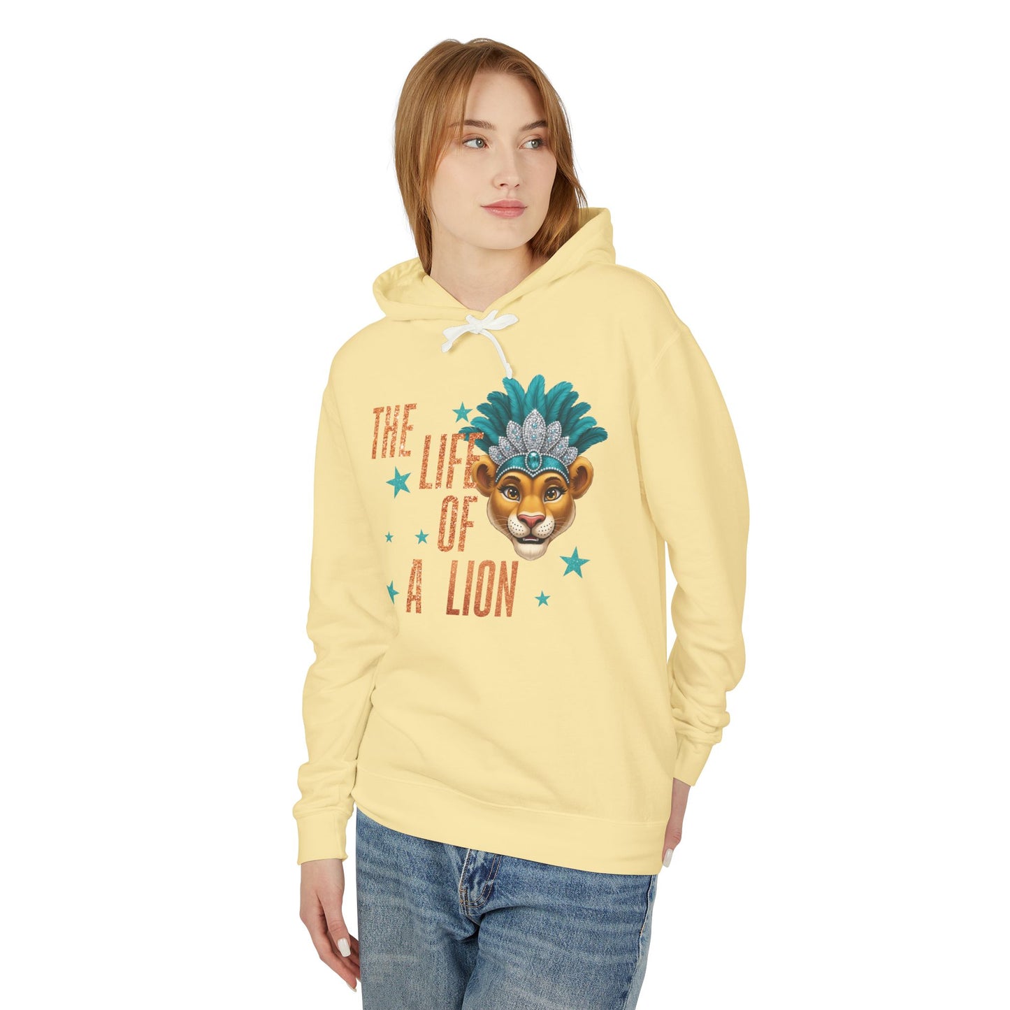 Adult Life of a Lion Faux Glitter Hoodie - Comfort Colors