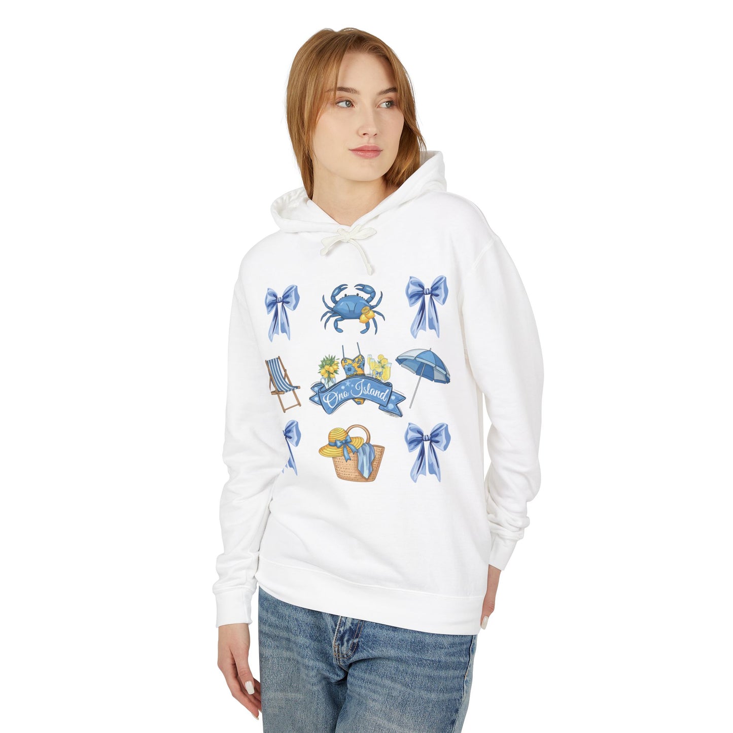 Adult Coquette Beach Day Lightweight Hooded Sweatshirt - Comfort Colors