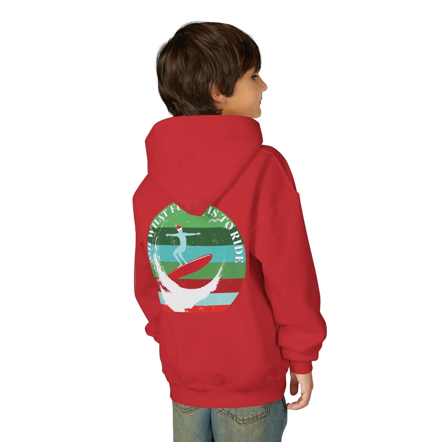 Youth Surfing Christmas Hoodie - Gildan