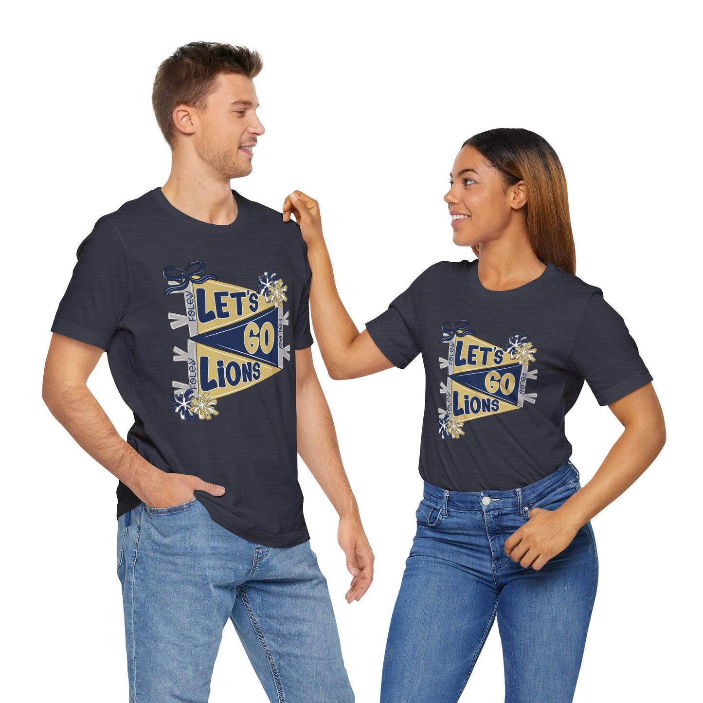 Let's Go Lions Pennant Tee - Bella Canvas
