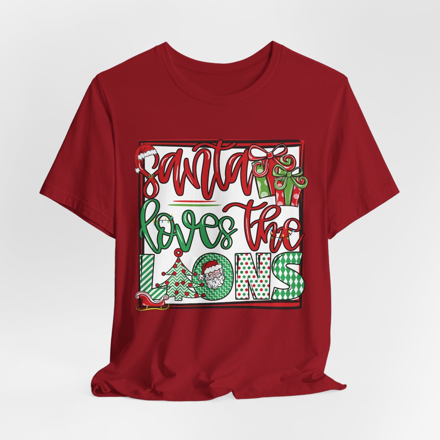 Santa Loves the Lions Tee - Bella Canvas