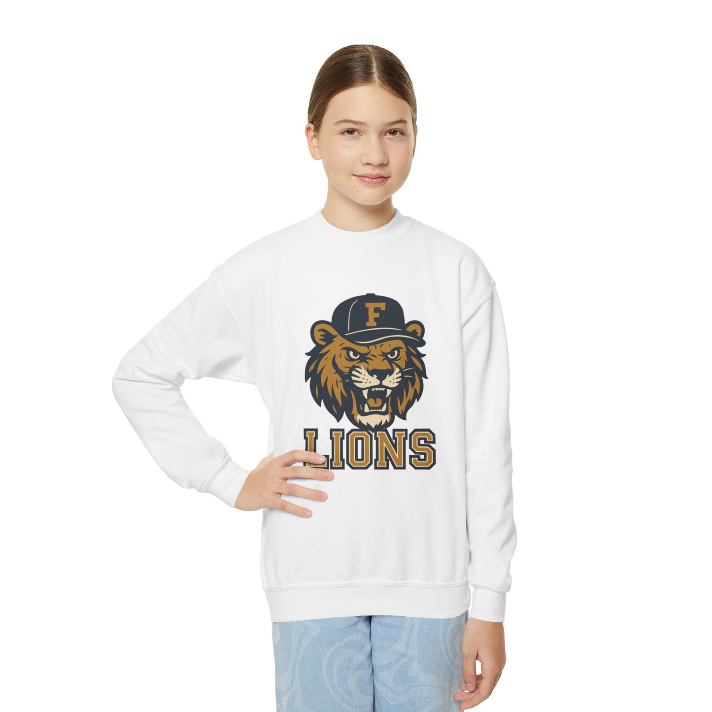 Youth Retro Roaring Lions Crewneck Sweatshirt - Gildan
