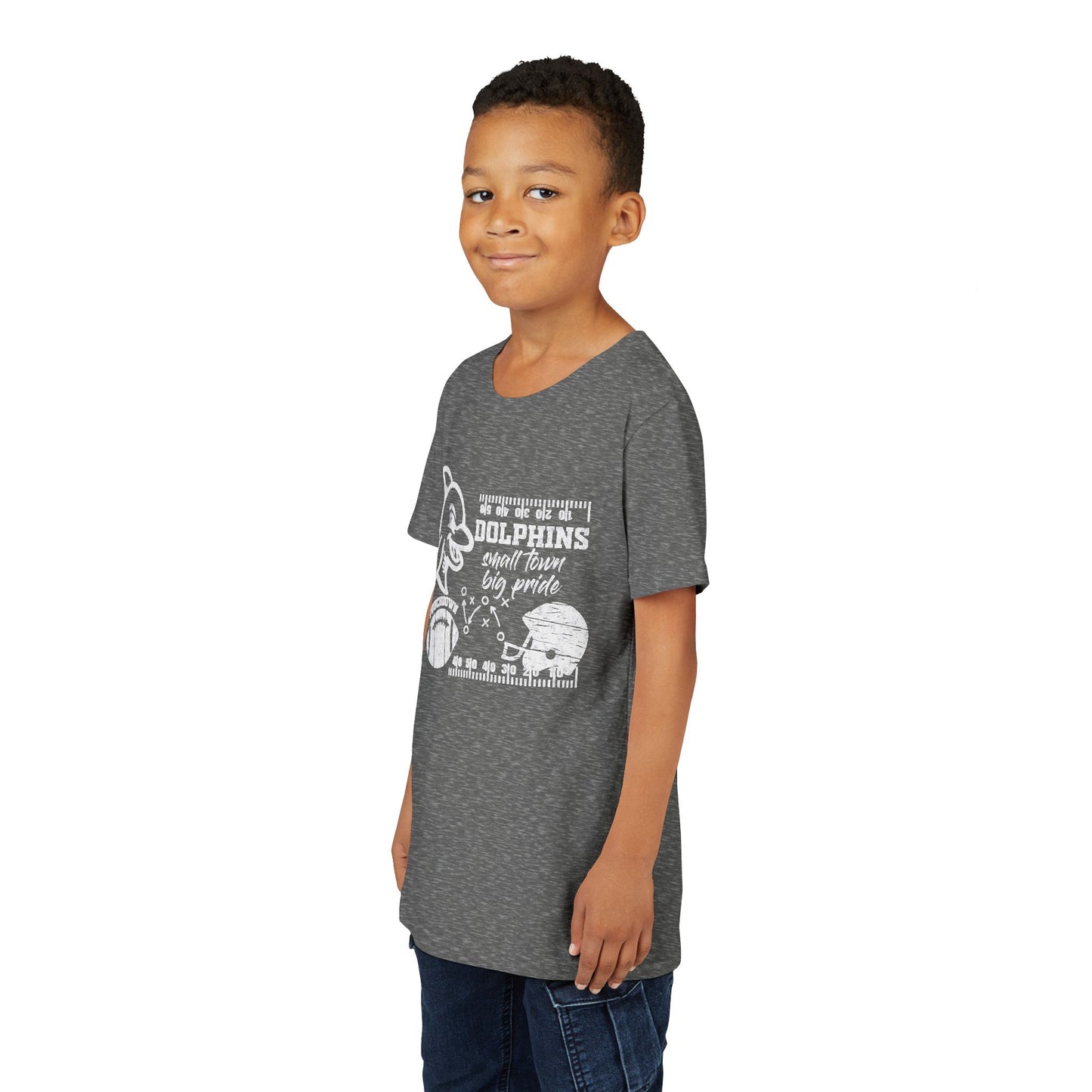 Youth Dolphin Football Tee - Bella Canvas