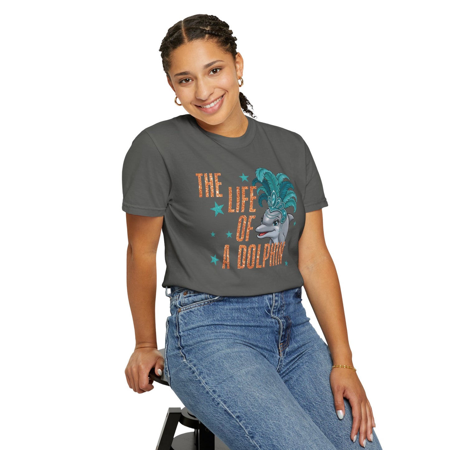 Adult Life of a Dolphin Faux Glitter - Comfort Colors
