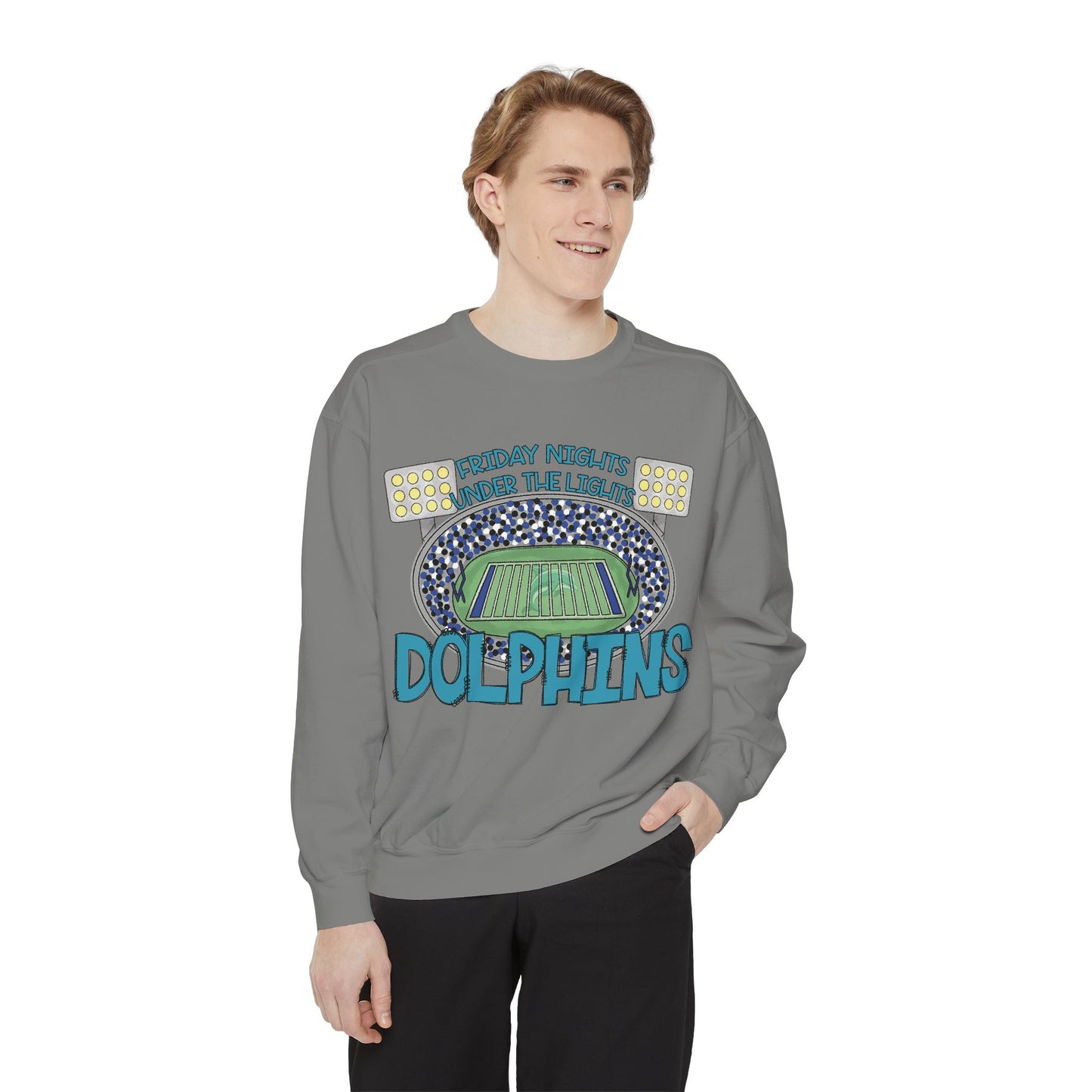 Adult Friday Night Lights Dolphins Sweatshirt - Comfort Colors