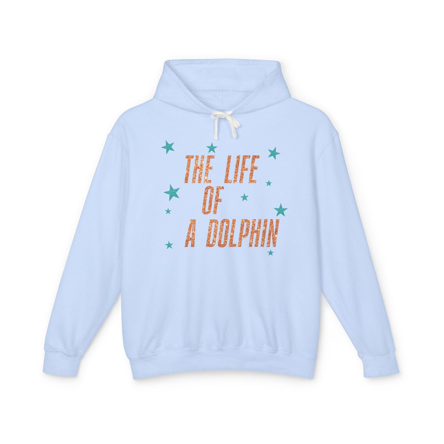 Adult Life of a Dolphin Faux Glitter Hoodie - Comfort Colors