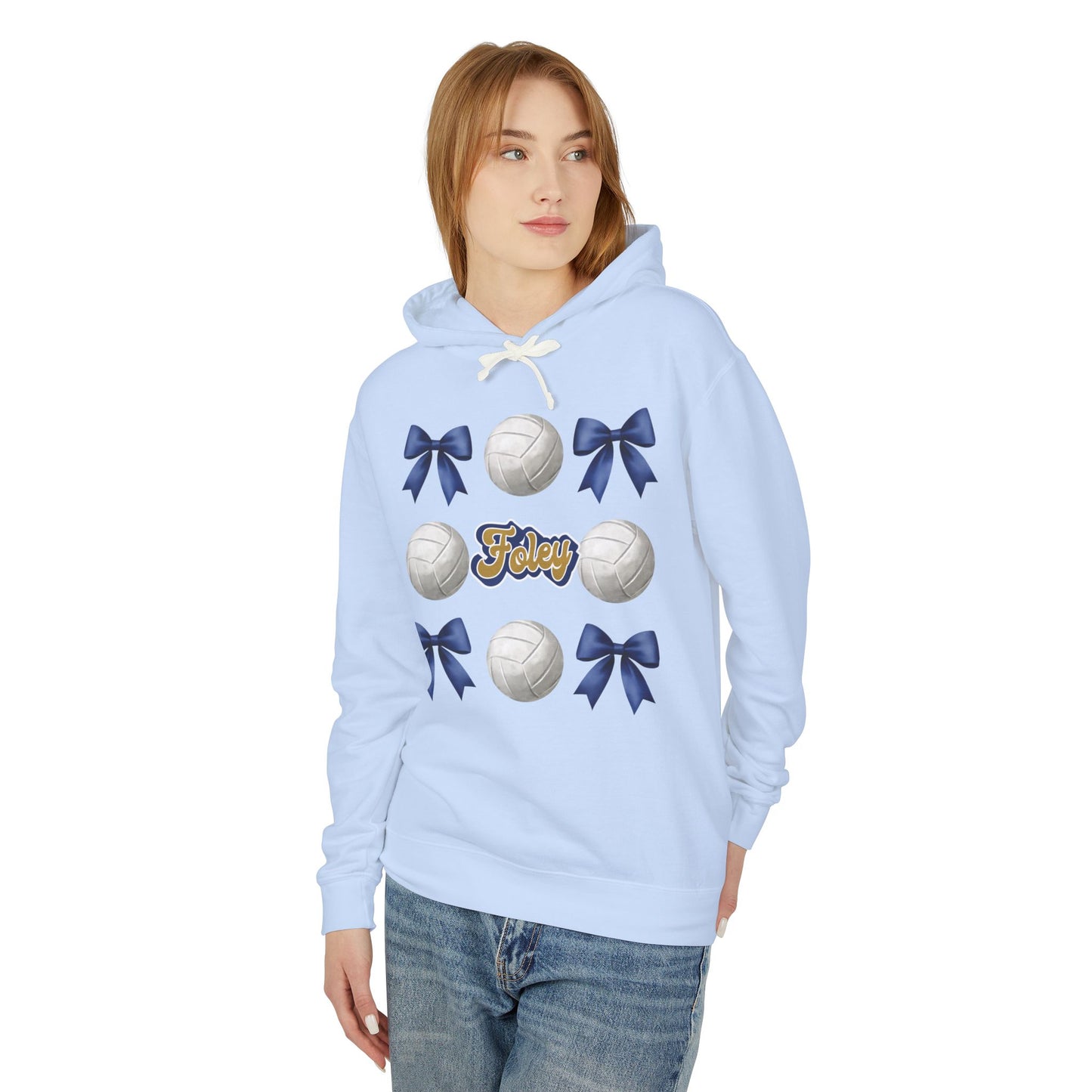 Foley Lions Coquette Bows & Volleyball Hooded Sweatshirt - Comfort Colors