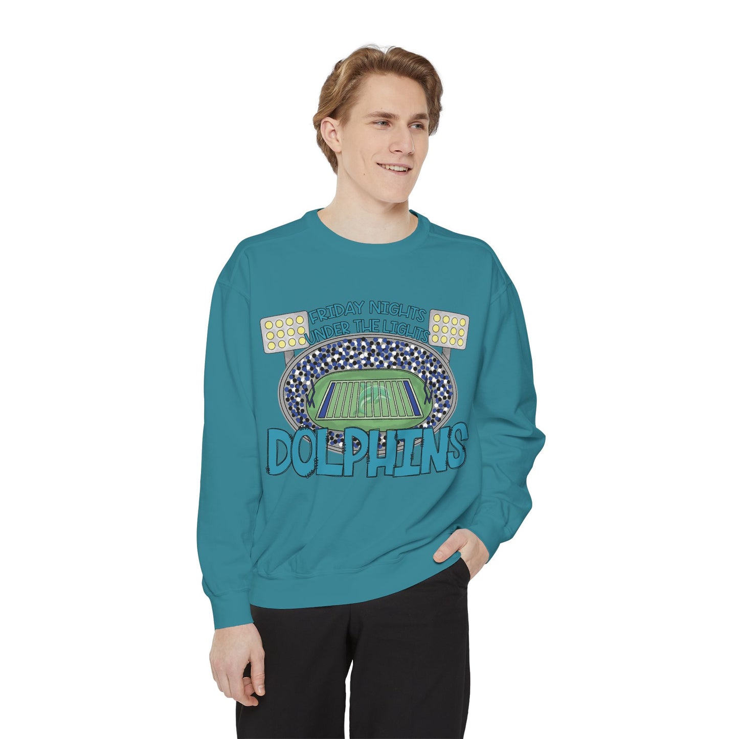 Adult Friday Night Lights Dolphins Sweatshirt - Comfort Colors