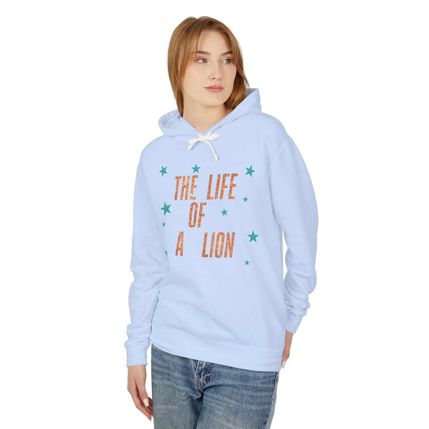 Adult Life of a Lion Faux Glitter Hoodie - Comfort Colors
