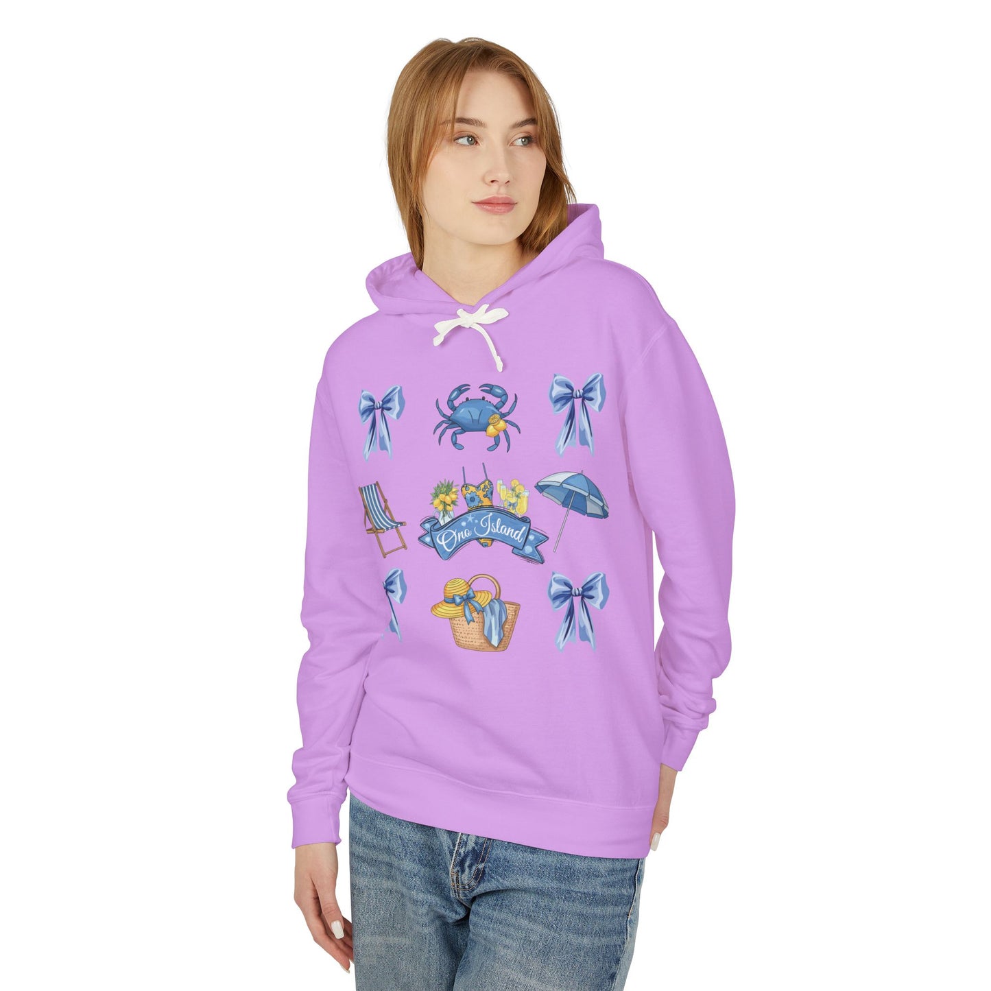 Adult Coquette Beach Day Lightweight Hooded Sweatshirt - Comfort Colors