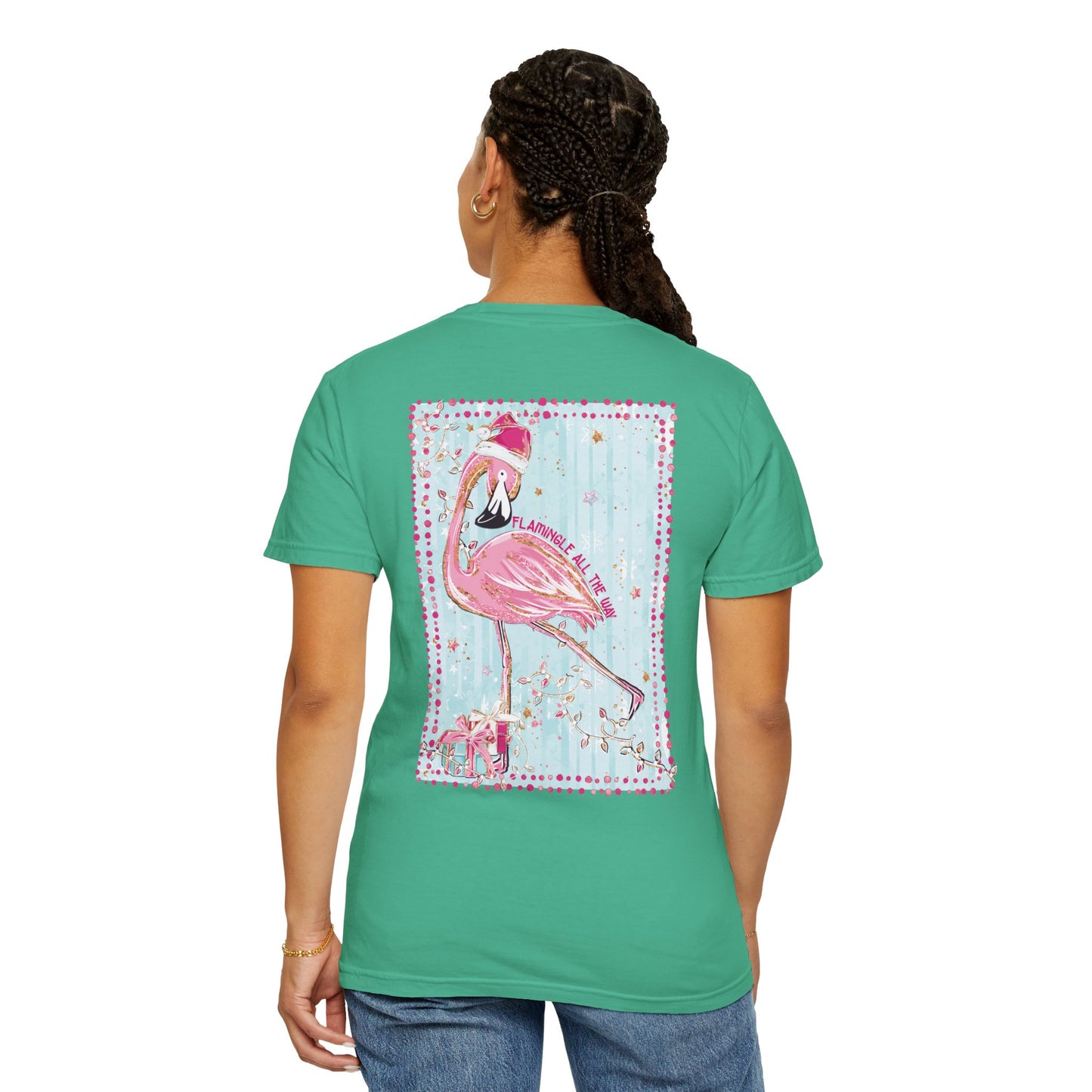 Flamingo Flamingle All the Way Christmas Tee - Comfort Colors