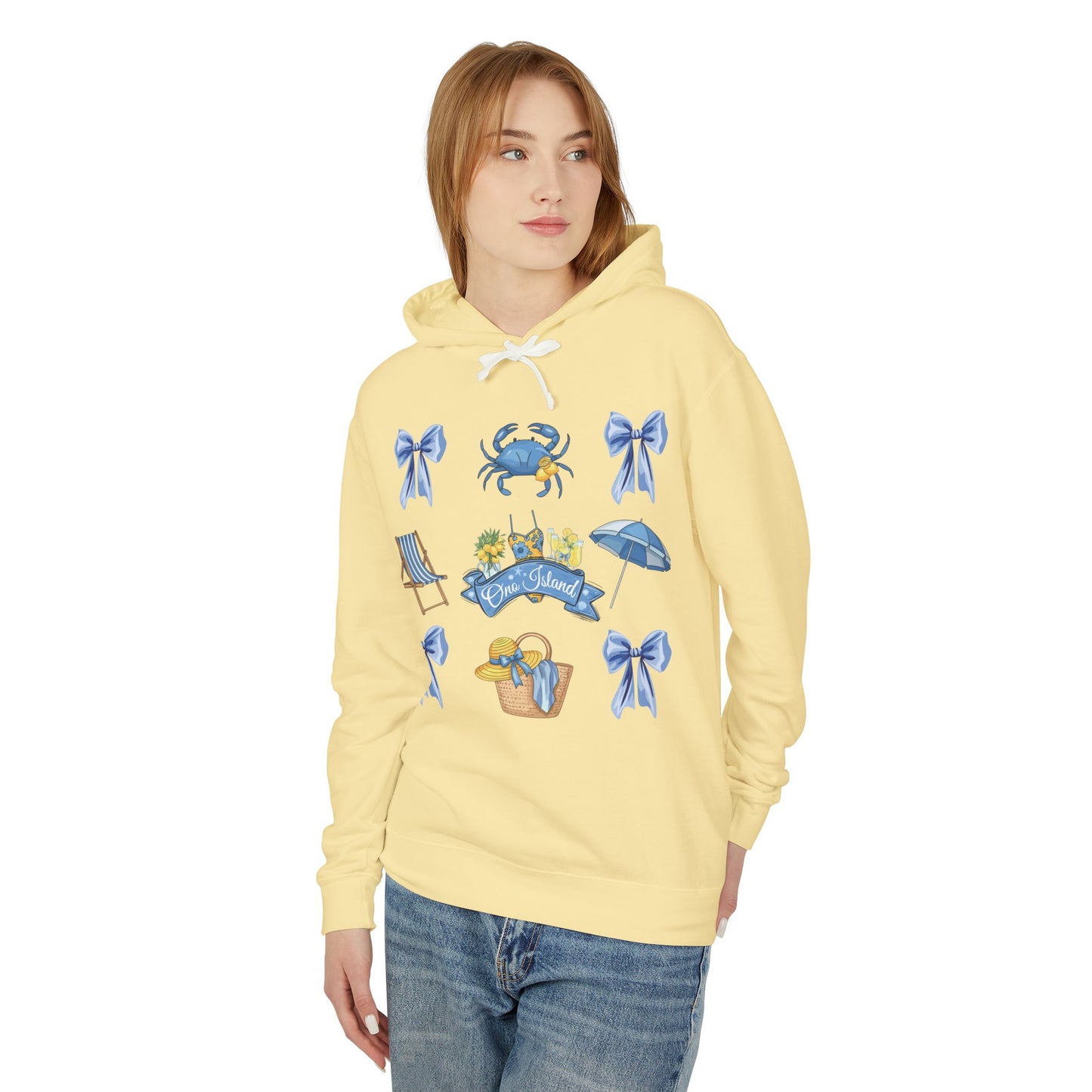 Adult Coquette Beach Day Lightweight Hooded Sweatshirt - Comfort Colors