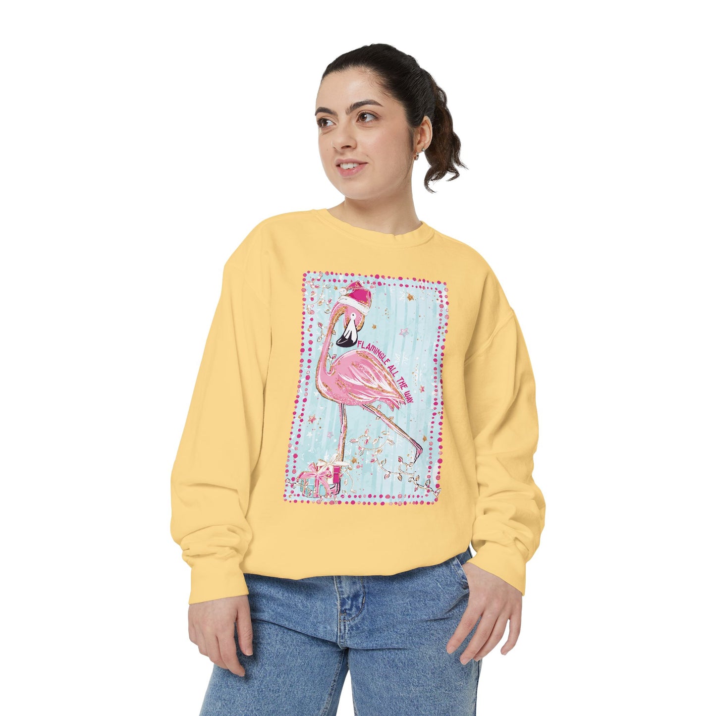 Flamingle All the Way Flamingo Sweatshirt - Comfort Colors